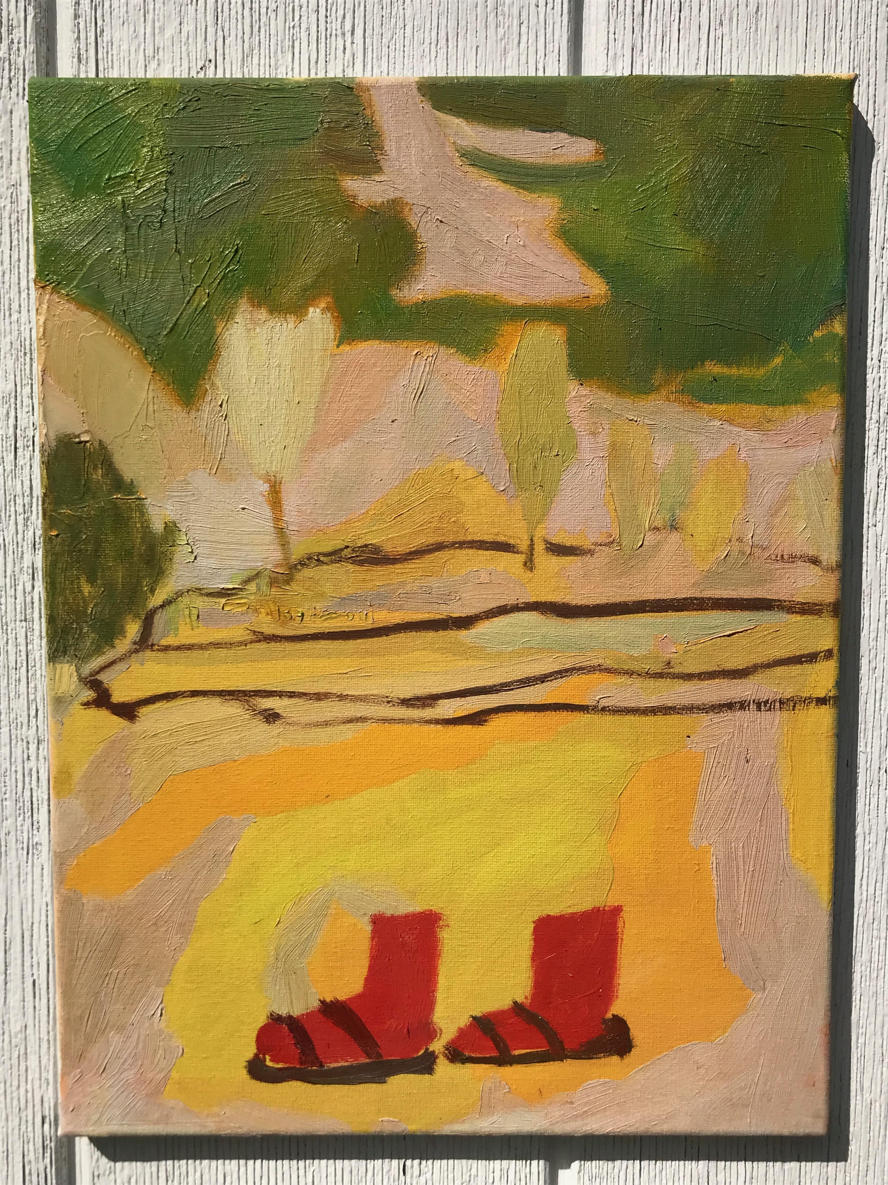 Lisa Sanditz Abstract Painting - Red Socks