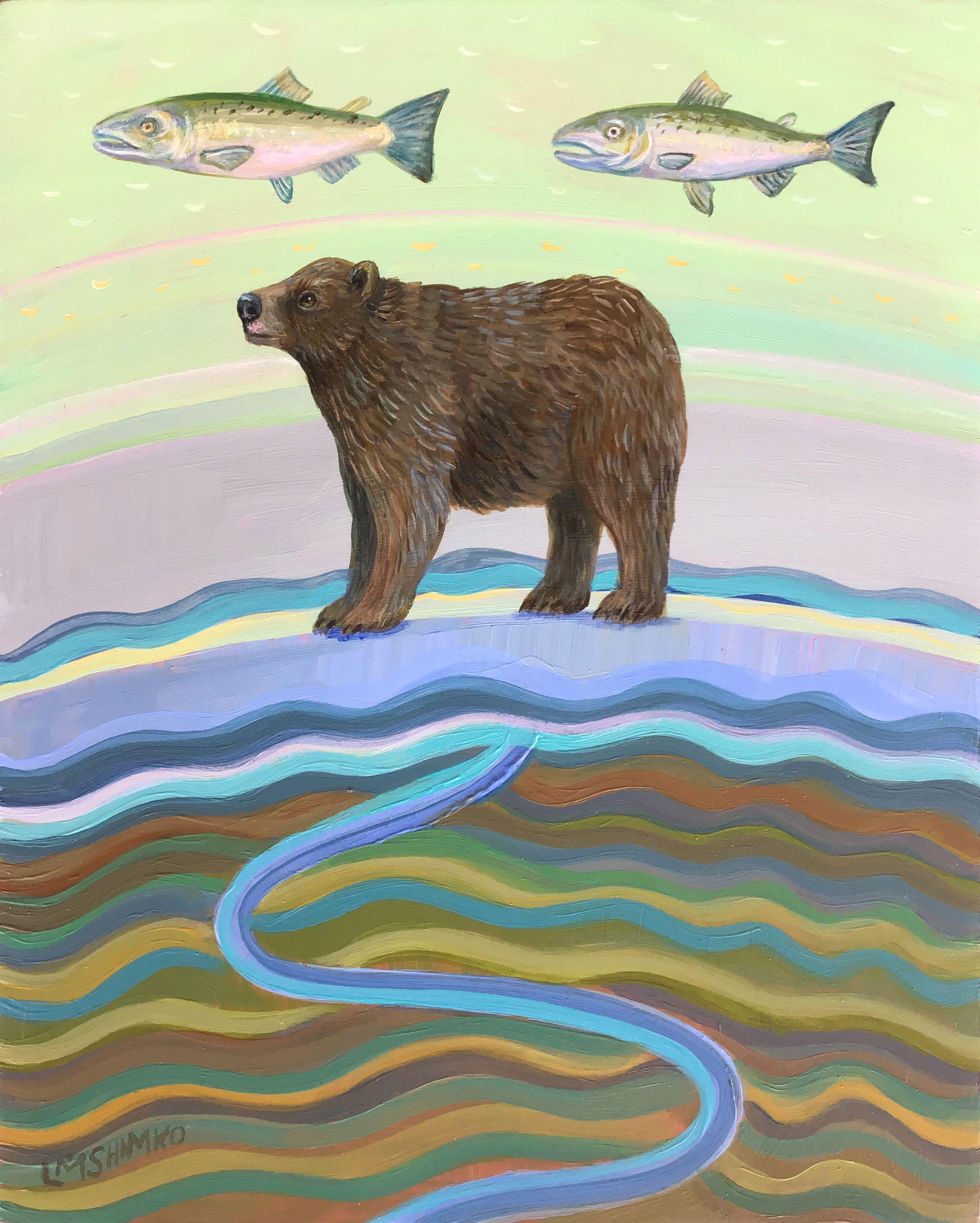 Lisa Shimko Landscape Painting - Grizzly Bear Dream 