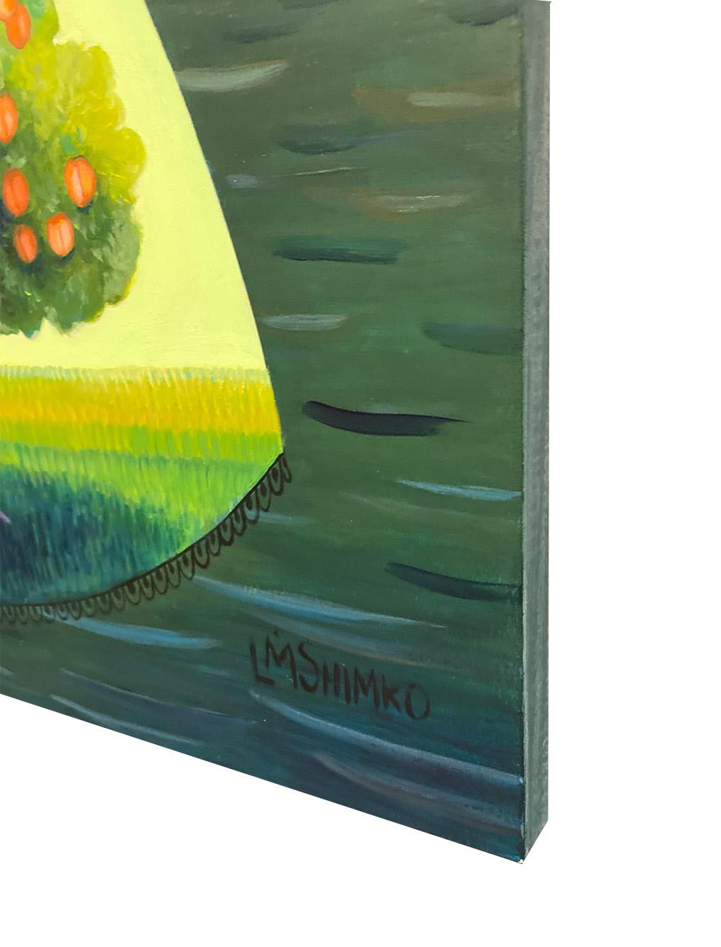 Robe de deuil (monogramme d'arbre de couleur pêche) - Painting de Lisa Shimko