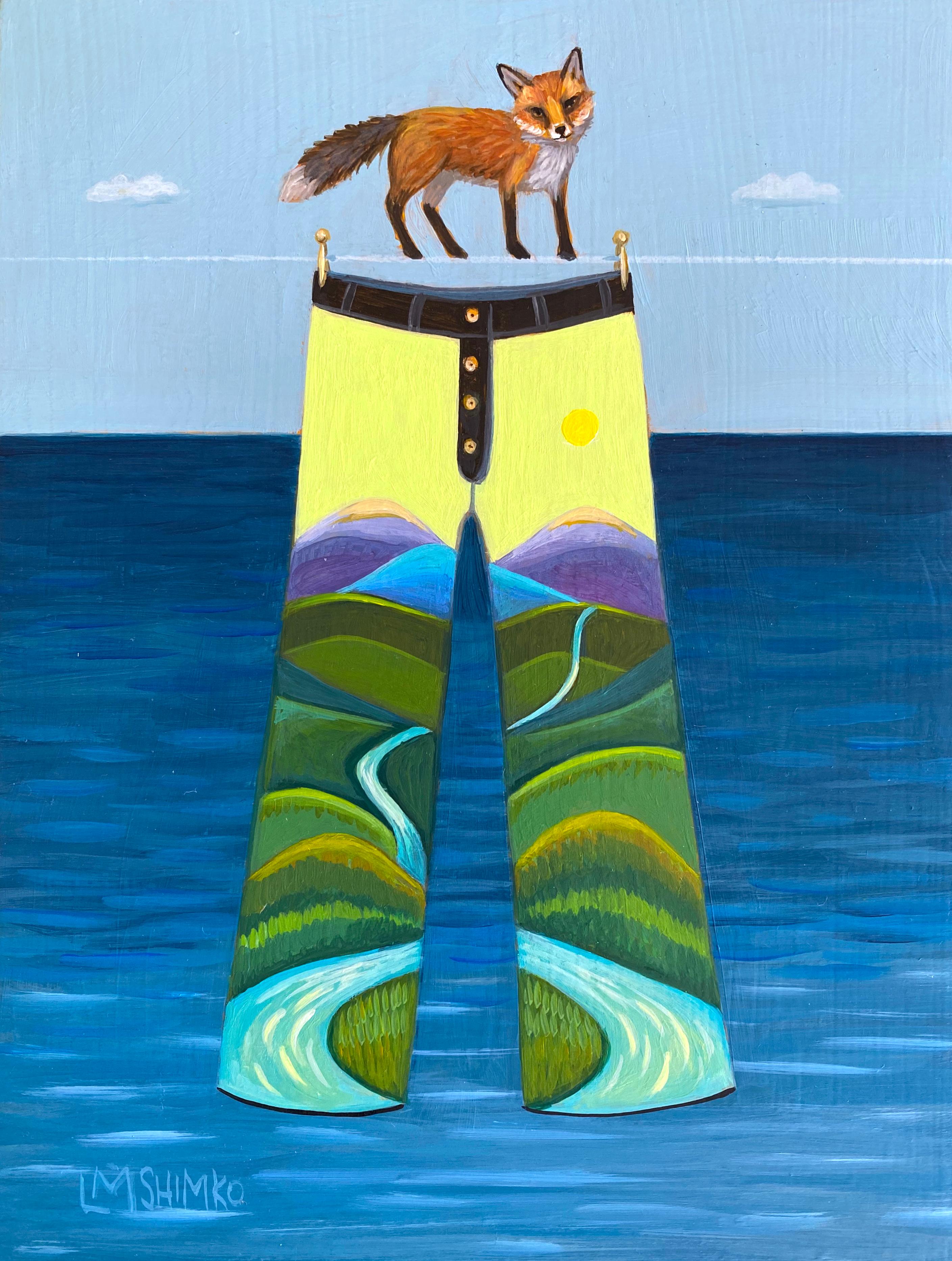 Landscape Painting Lisa Shimko - Pantalon de deuil renard, montagnes, mer 