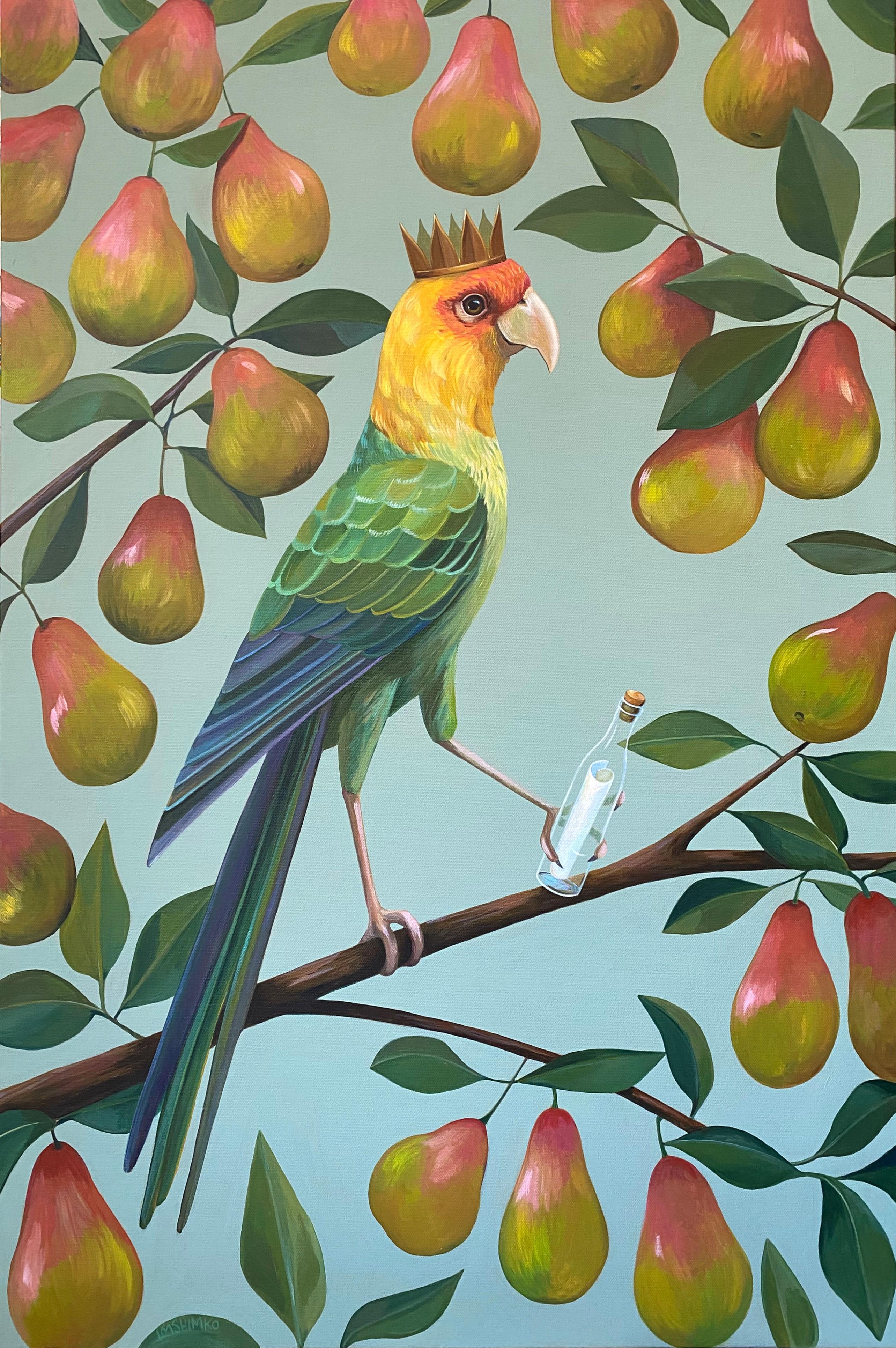 Lisa Shimko Animal Painting - Pear Tree Message