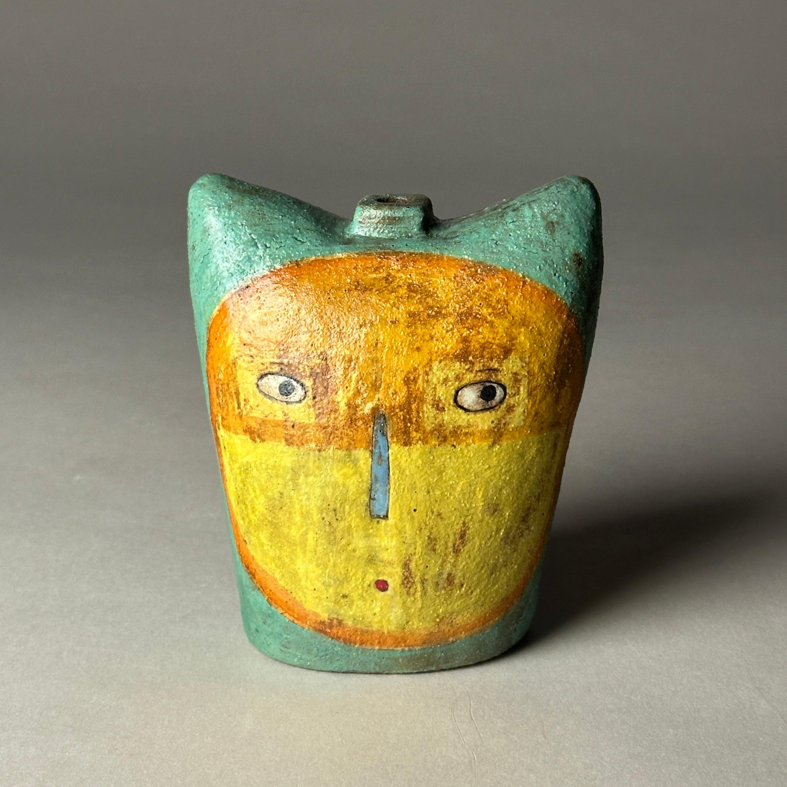 « Face Jar 39 » : sculpture en céramique, style art populaire, années 2010, sans cadre, pièce unique