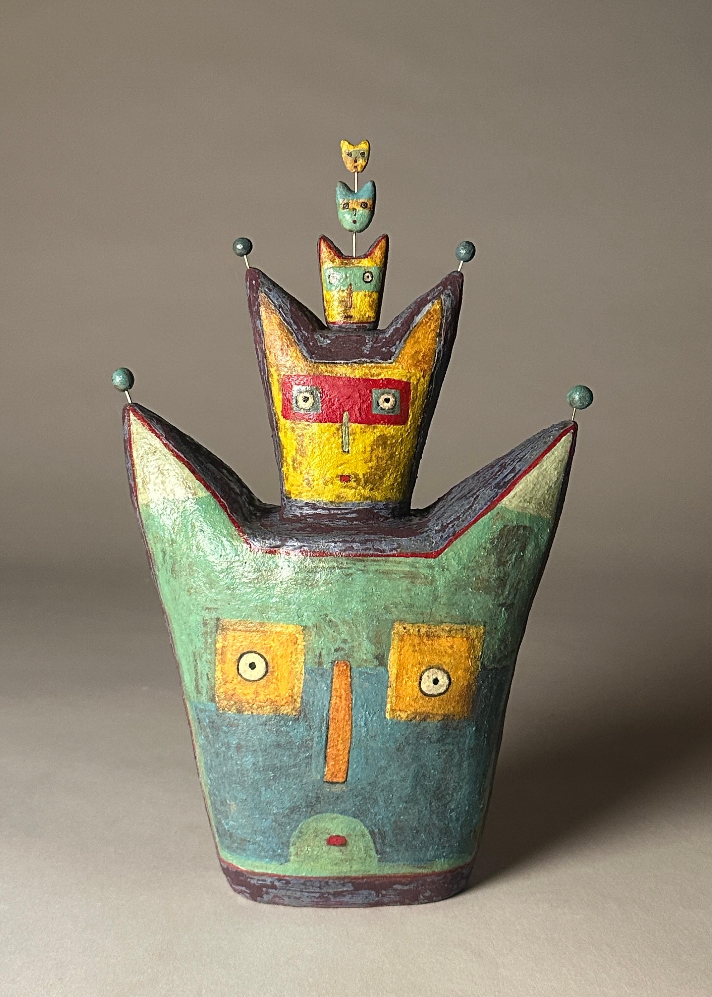 Face Jar Stack 2 - Sculpture by Lisa Smith