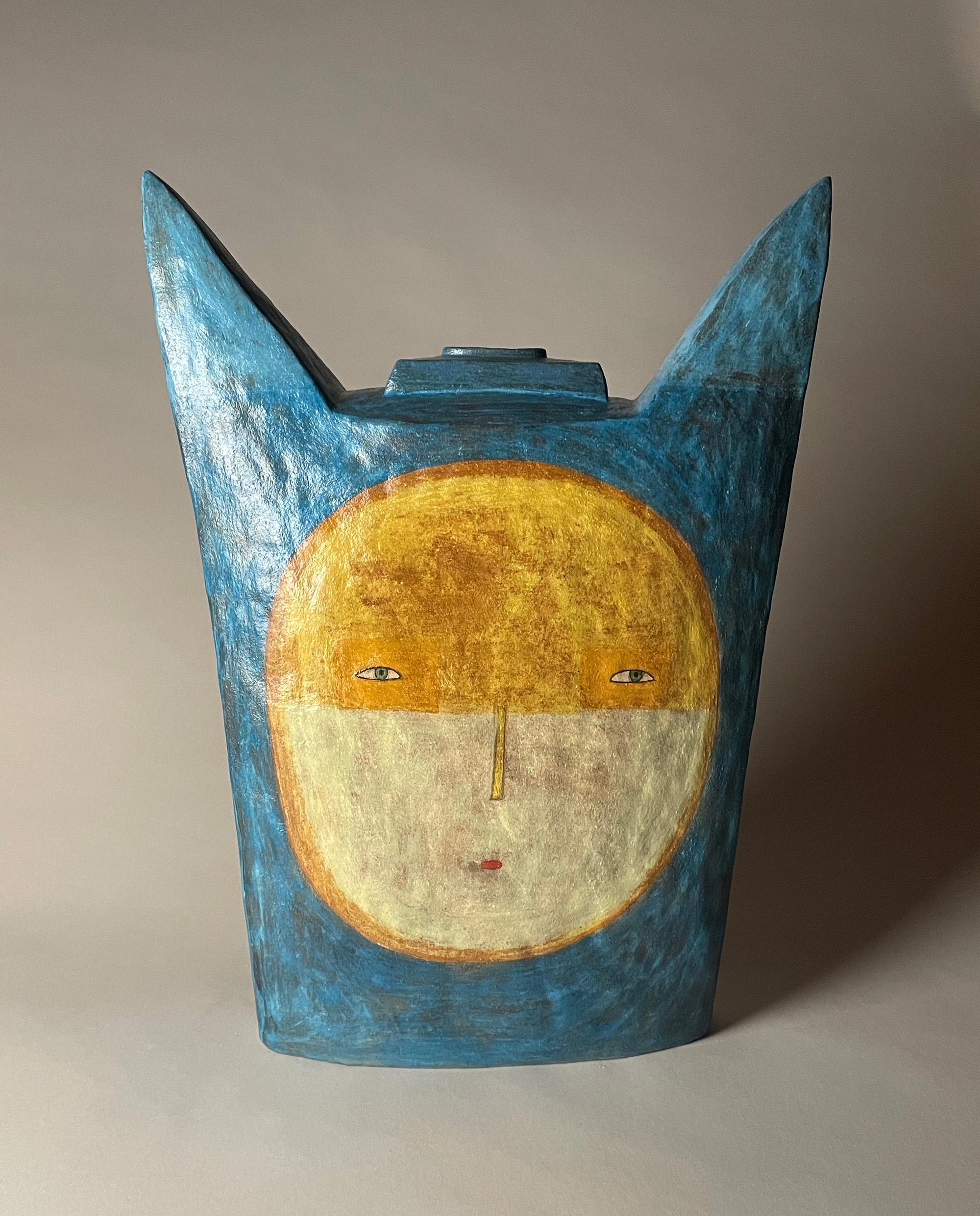 Lisa Smith Figurative Sculpture - Large Face Jar