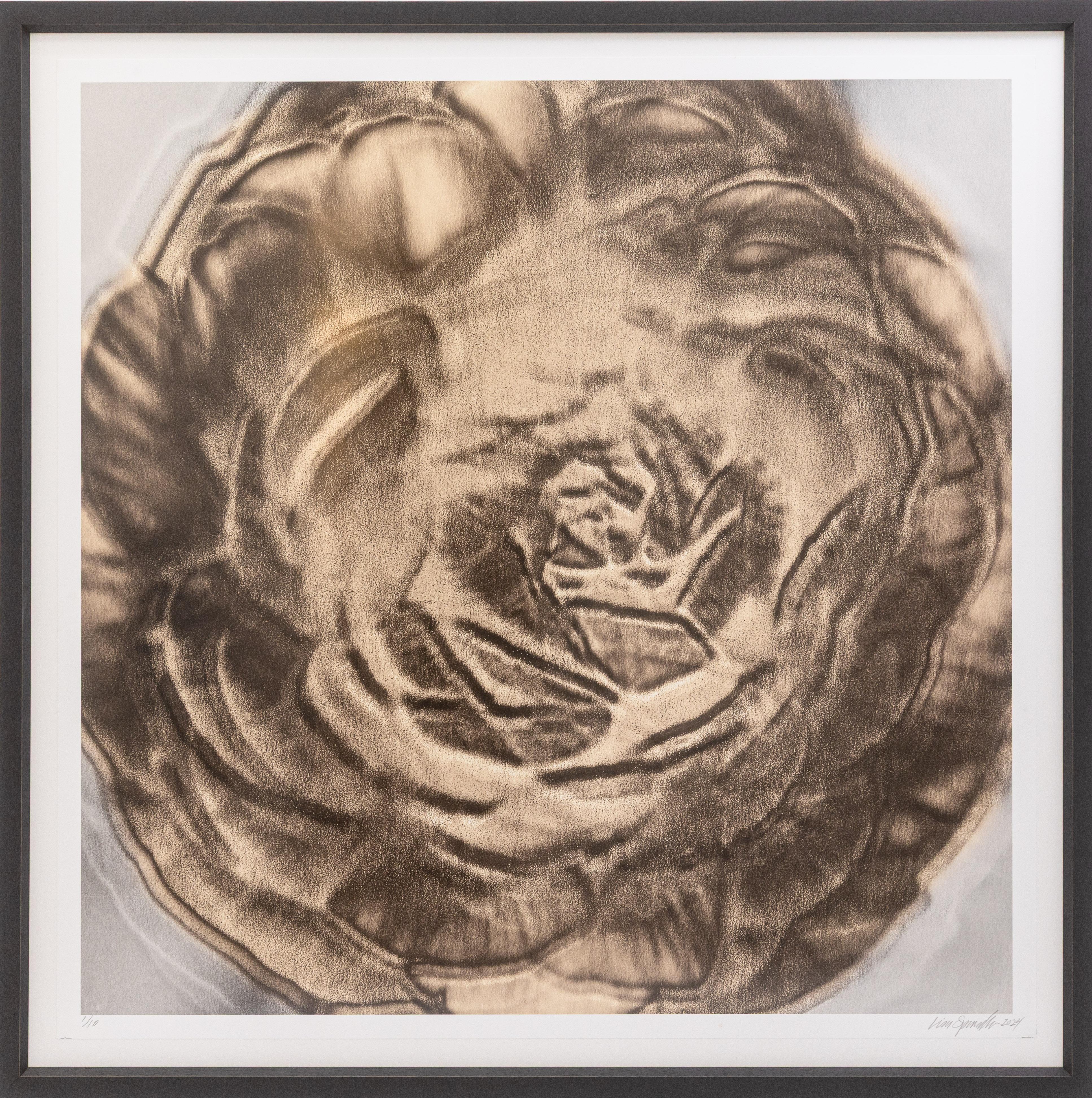 A contemporary photographic work by Detroit-based contemporary artist Lisa Spindler. Hand signed and dated 2024 on the lower right with an annotation of 1/10 on the lower left. This photograph captures a single bloom rendered in soft, atmospheric