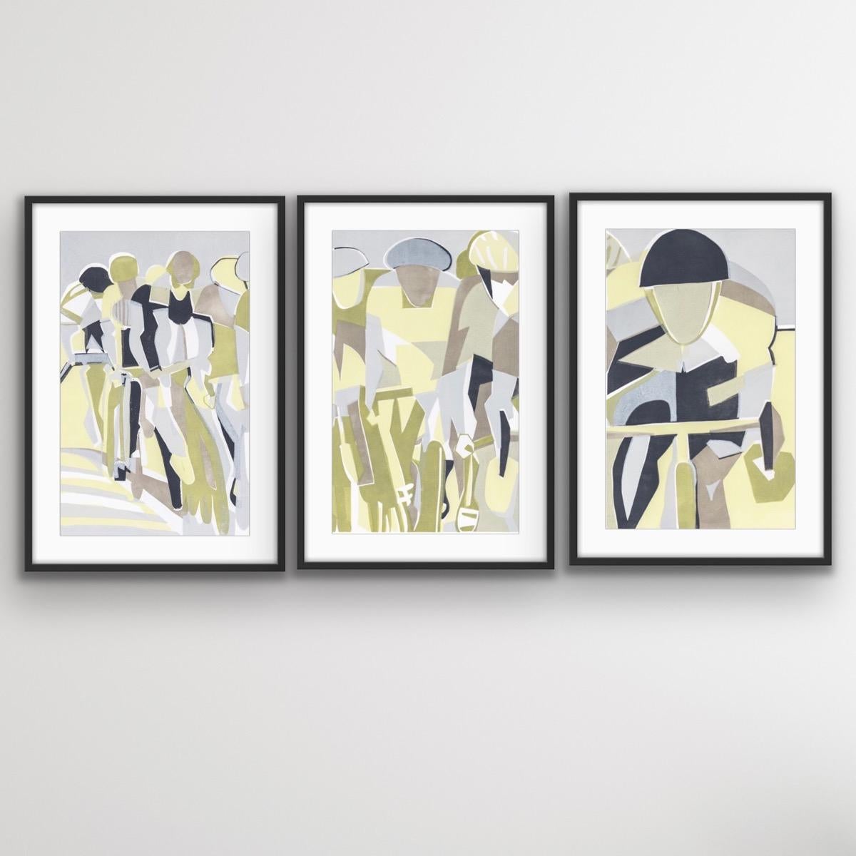Drafting, Cyclist Art, Sports Art, Large Scale Art, Figurative Art - Contemporary Print by Lisa Takahashi
