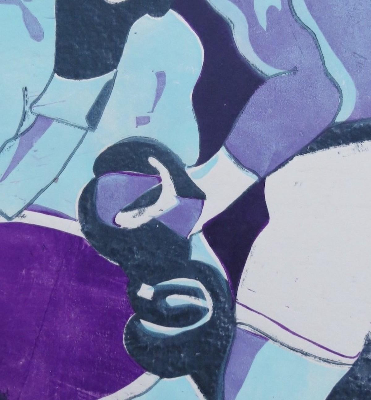 In the Ring (Violet), Lisa Takahashi, limited edition print, linocut print For Sale 3