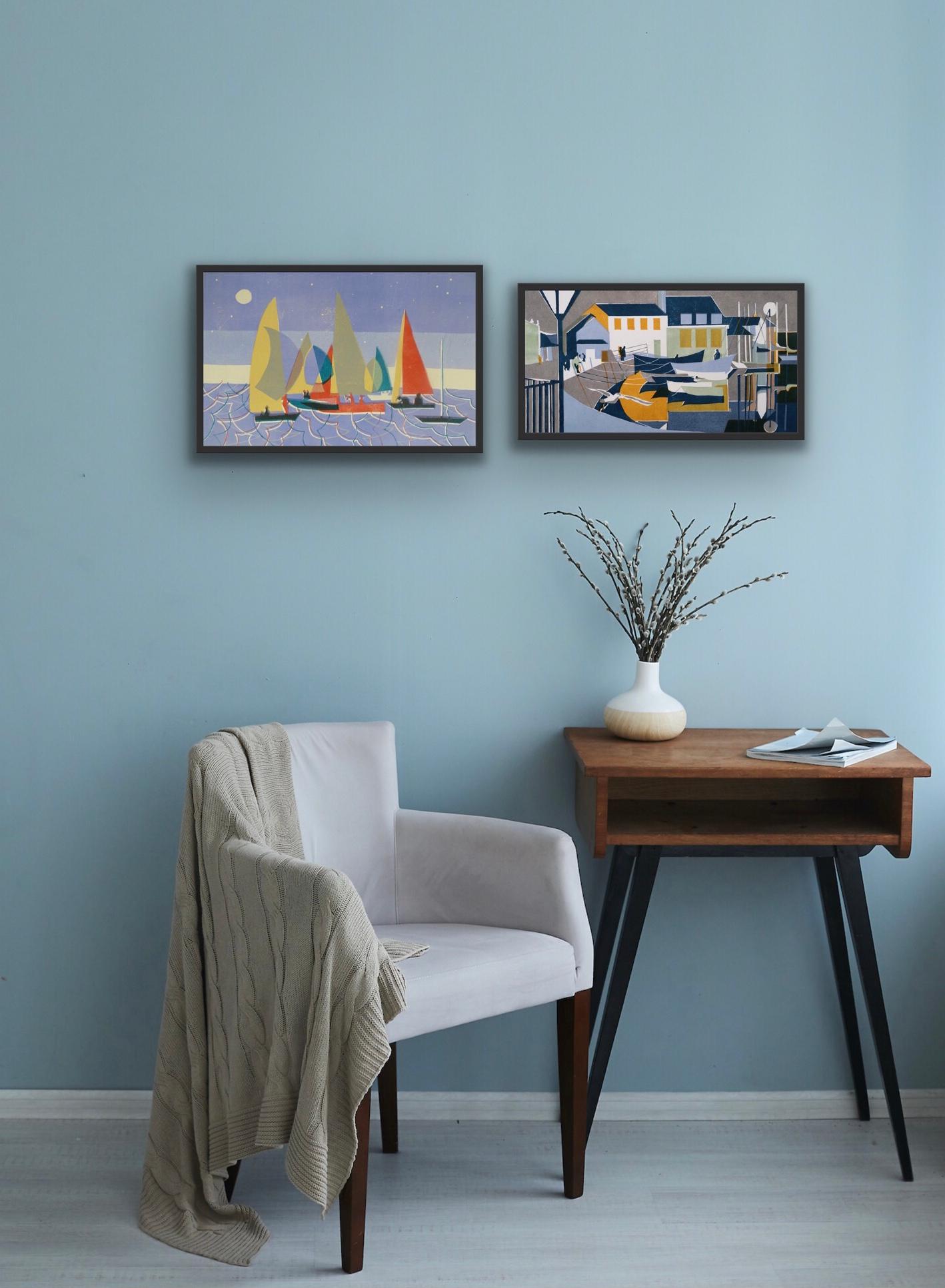Memories of Padstow and Sailing at Dusk diptych - Print by Lisa Takahashi