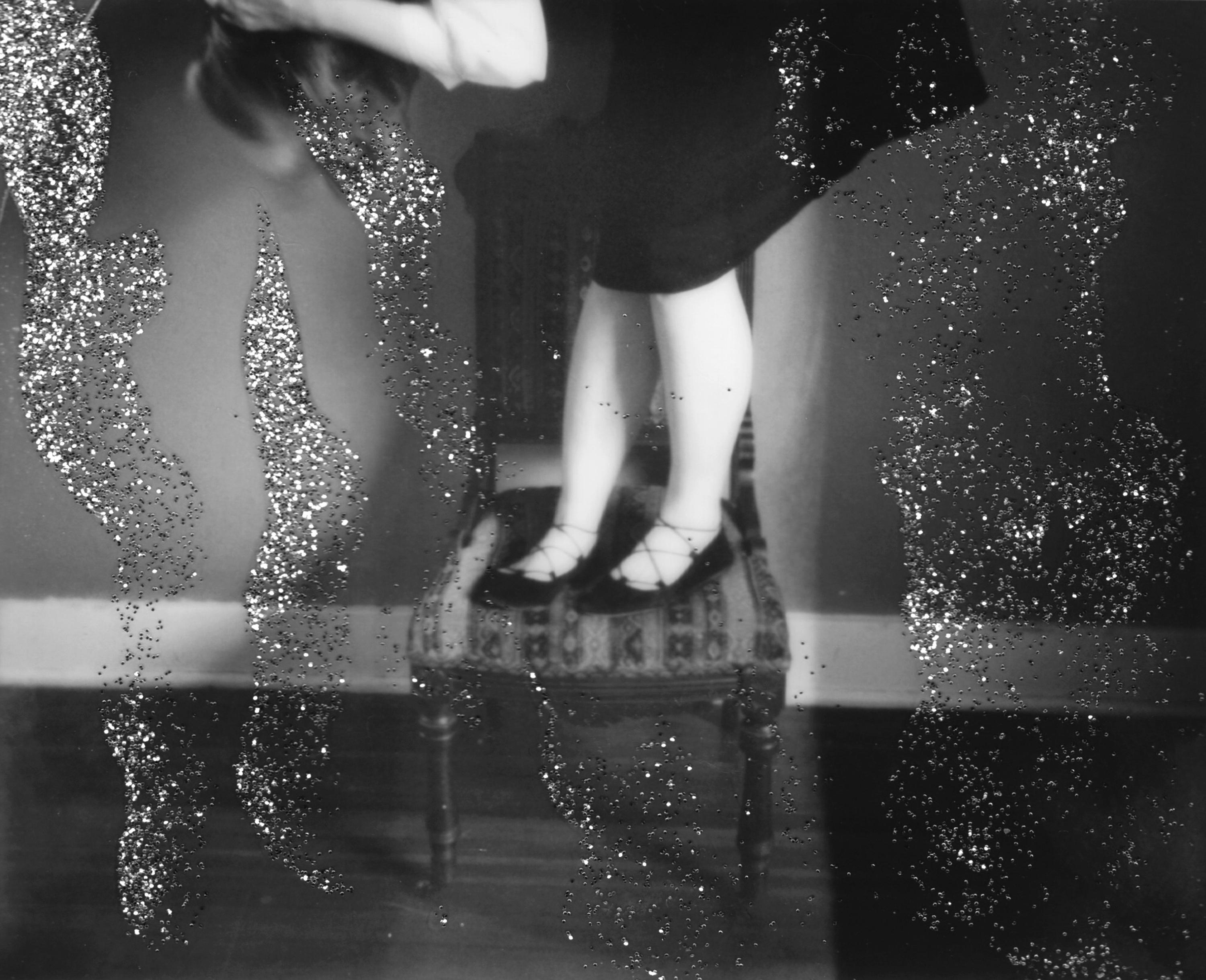 Lisa Toboz Black and White Photograph - Falling Stars - Contemporary, Figurative, Woman, Polaroid, 21st Centur