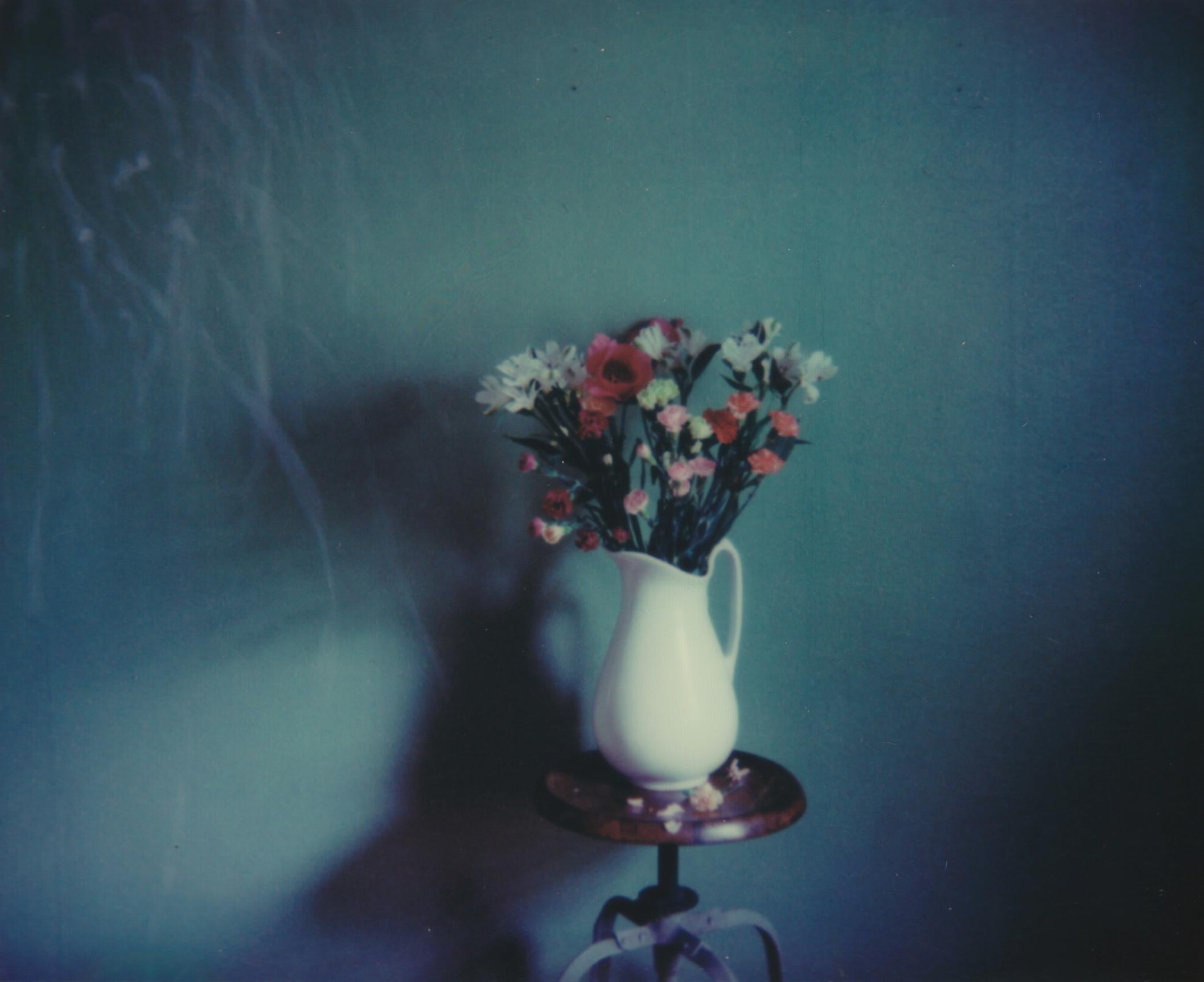 Lisa Toboz Figurative Photograph - In Bloom - Contemporary, Woman, Polaroid, Painting, flowers