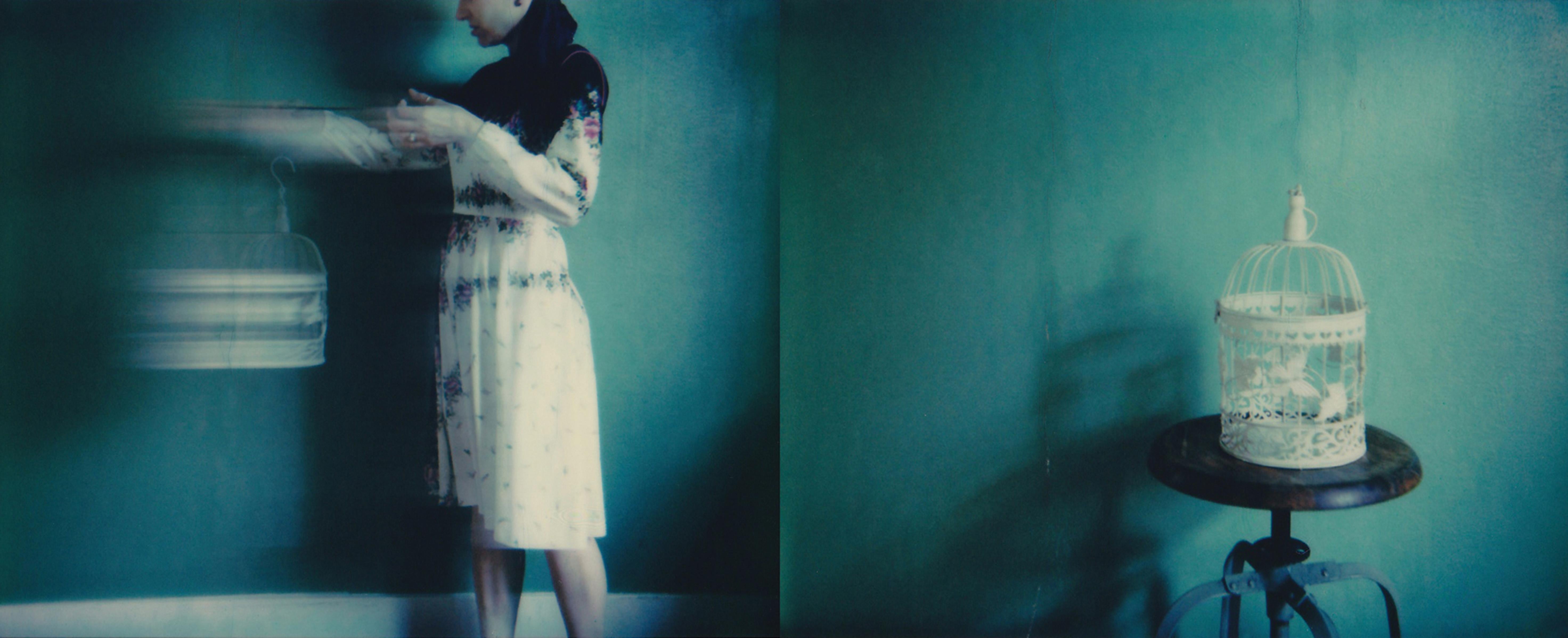 Lisa Toboz Color Photograph - Untitled - from the Dwell series - Contemporary, Figurative, Woman, Polaroid