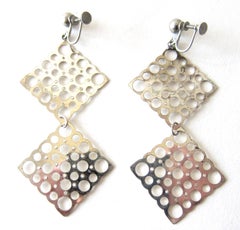 Lisa Vitali Sterling Silver Finnish Modernist Pitsi Dangling Earrings