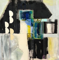 Into the Mystic No. 2 de Lisa Zager, peinture à l'huile abstraite carrée du milieu du siècle dernier