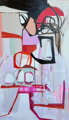 La table de Lisa Zager, peinture abstraite carrée du milieu du siècle dernier
