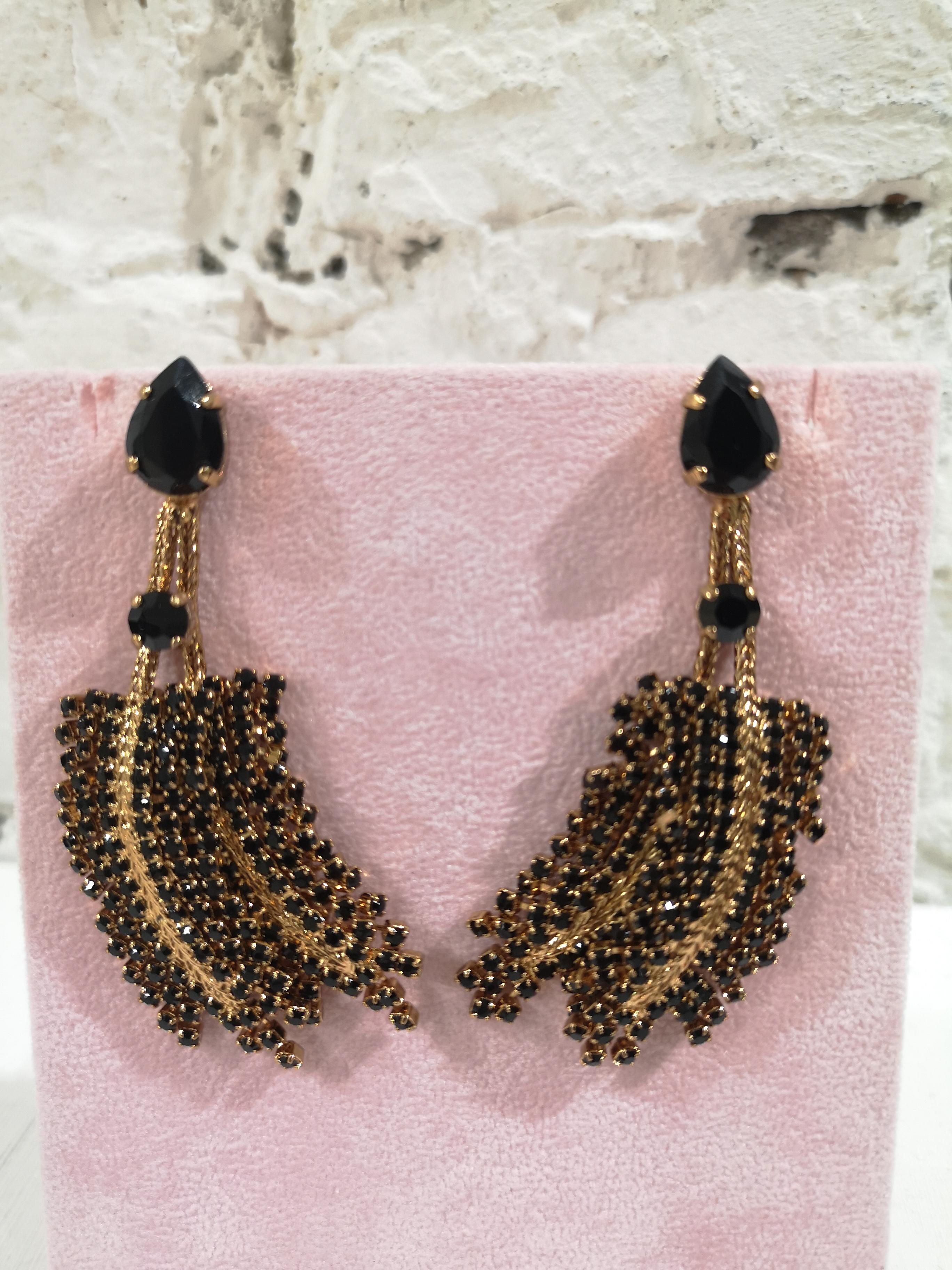 LisaC black swarovski earrings In New Condition In Capri, IT