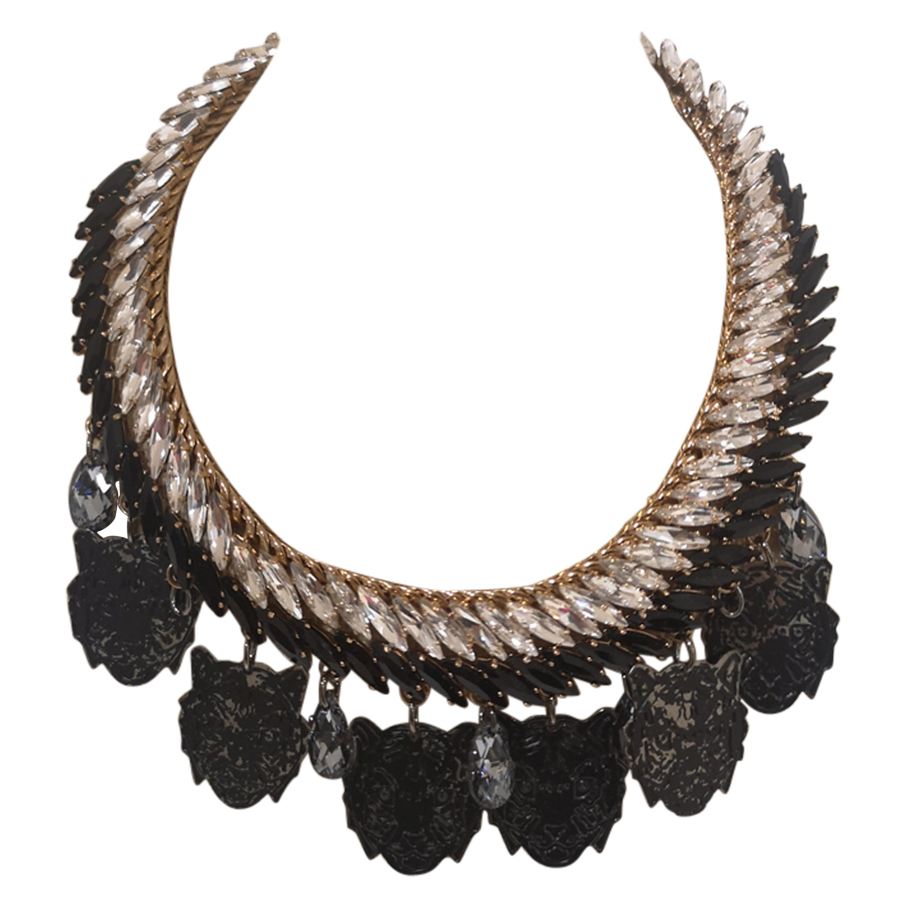 LisaC Black tigers swarovski stones necklace