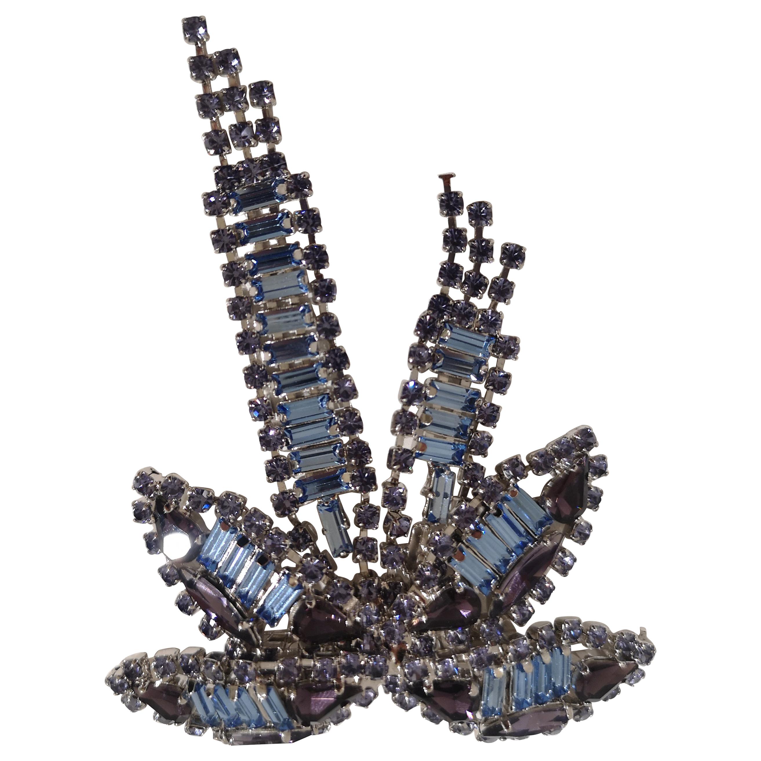 Lisac blue swarovski palm brooch