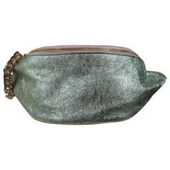 LisaC green glitter leather fanny pack with swarovski