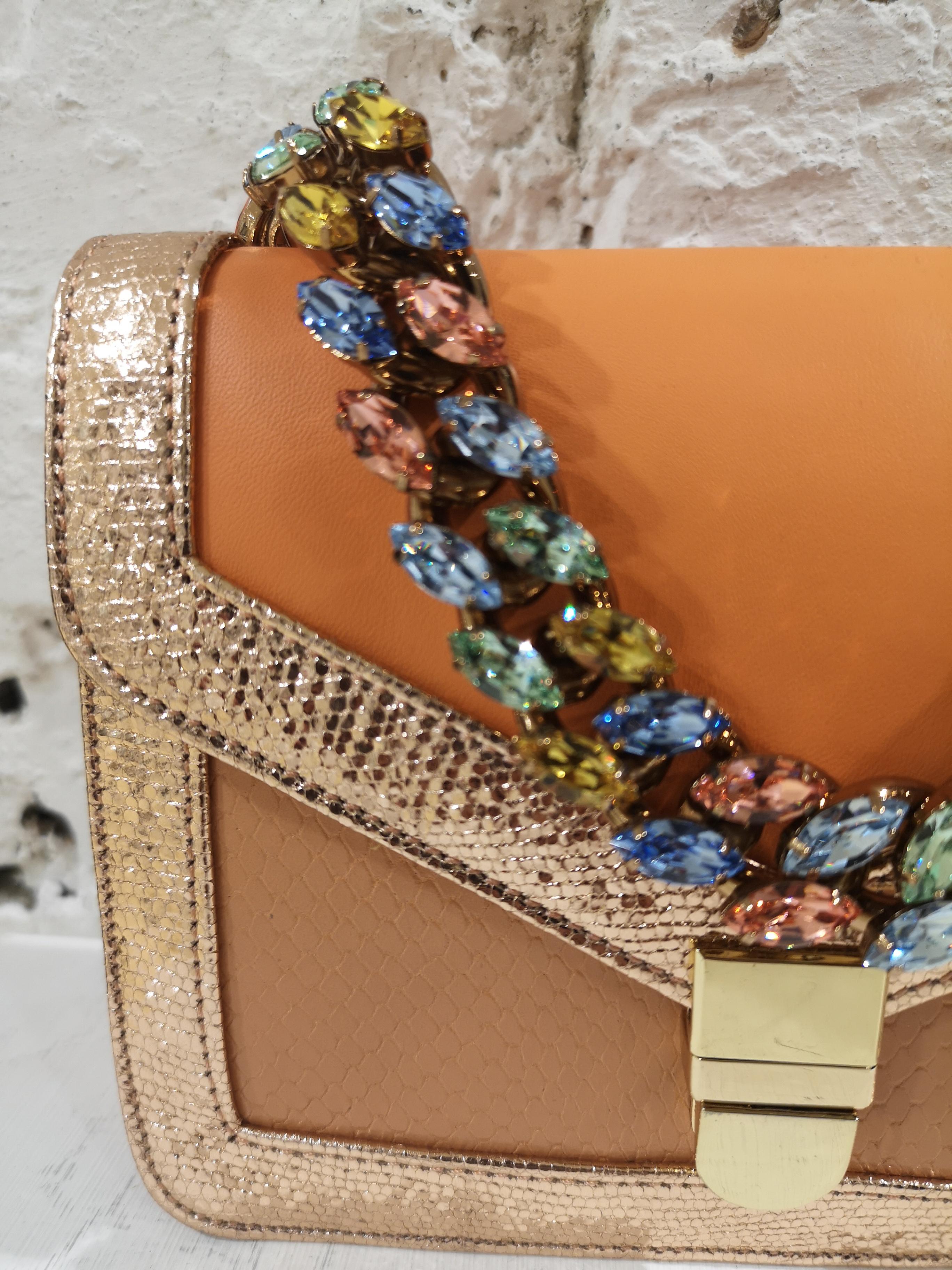 Orange LisaC orange textile and leather shoulder handbag