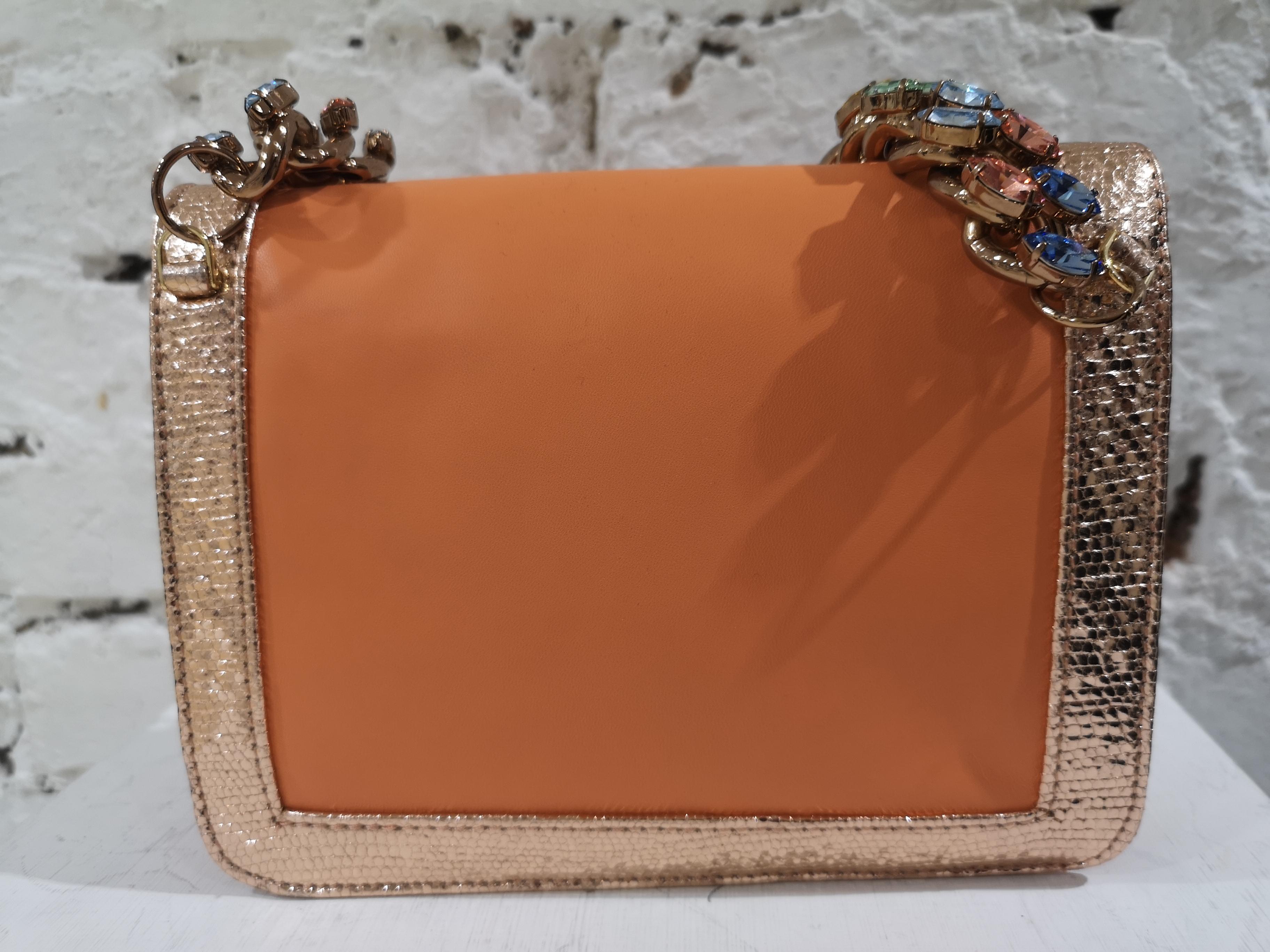 LisaC orange textile and leather shoulder handbag In New Condition In Capri, IT