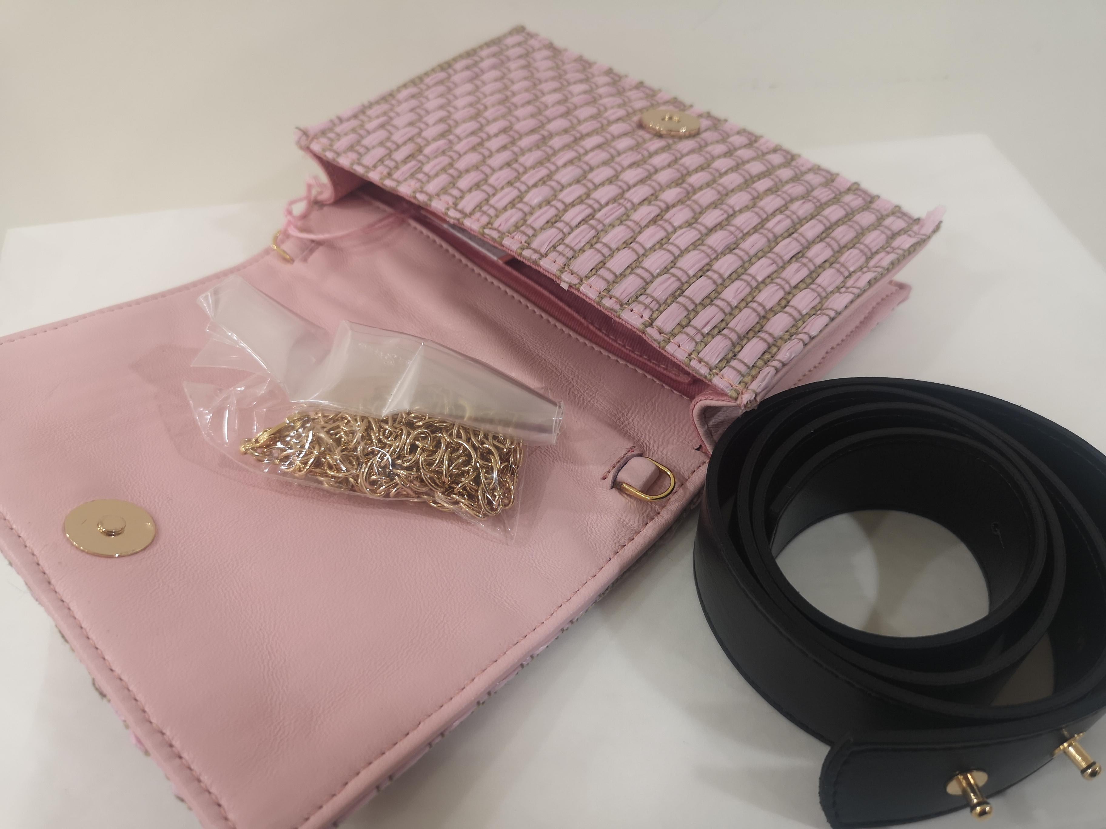 LisaC pink rafia swarovski Shoulder bag / Fanny pack 6