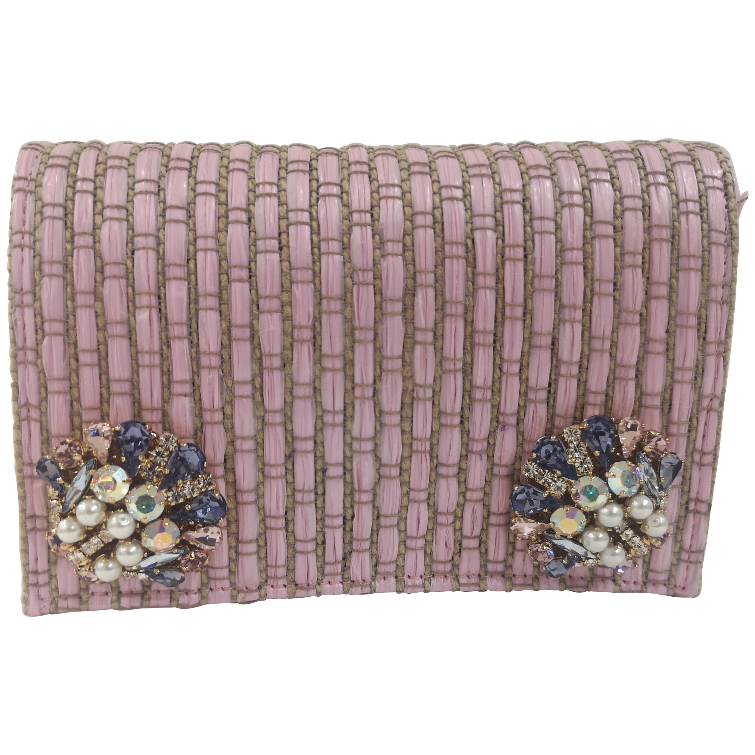 LisaC pink rafia swarovski Shoulder bag / Fanny pack