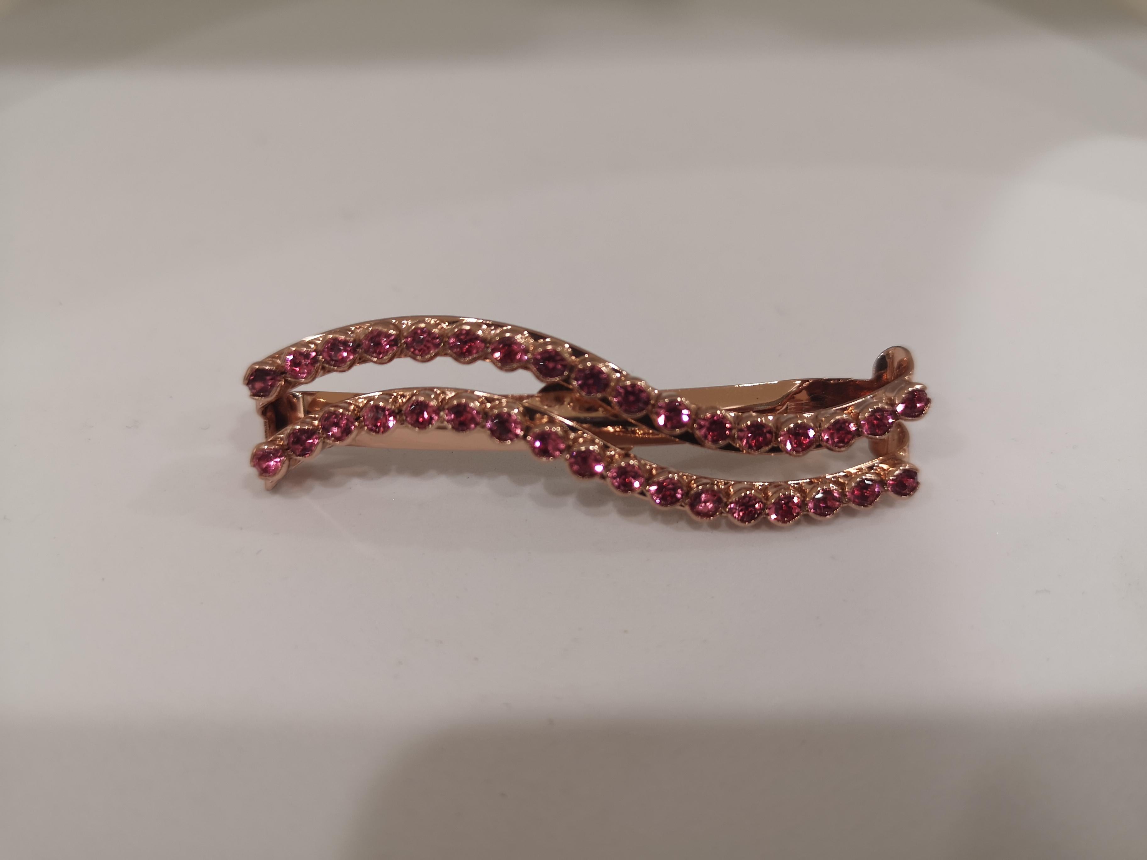 LisaC pink swarovski stones wave hair clip 7