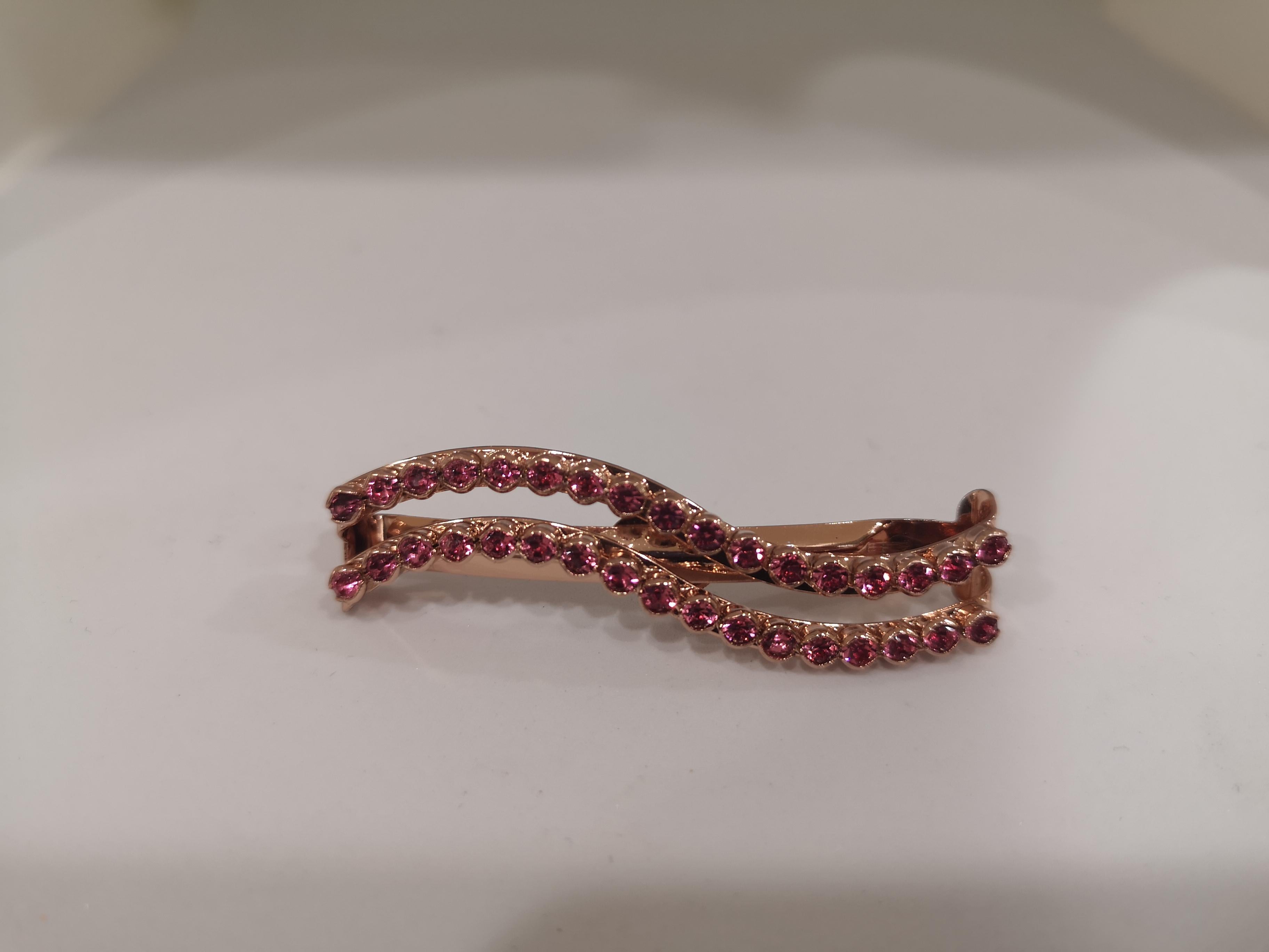 Women's LisaC pink swarovski stones wave hair clip