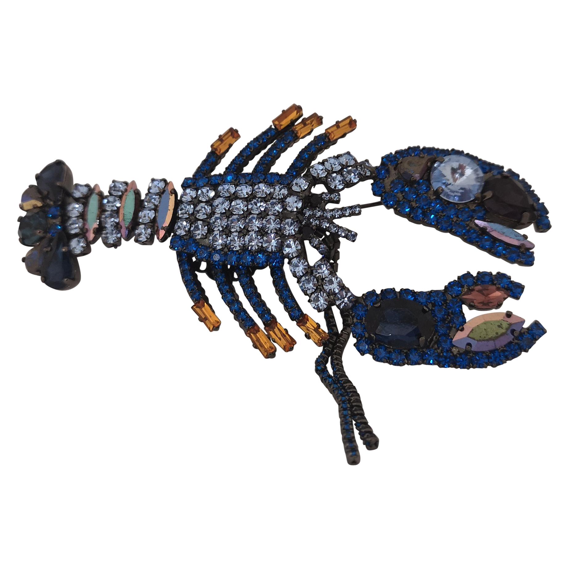 LisaC Swarovski stones lobster brooch