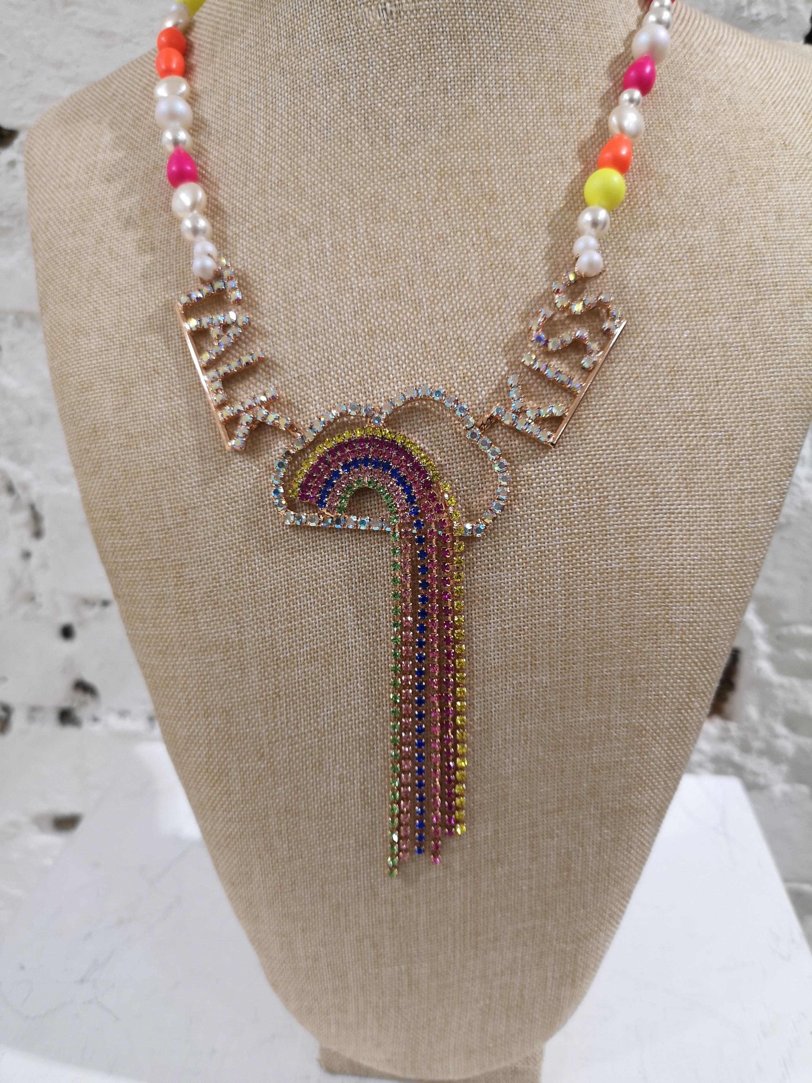 LisaC Talk Kiss Swarosvki rainbow necklace In New Condition In Capri, IT