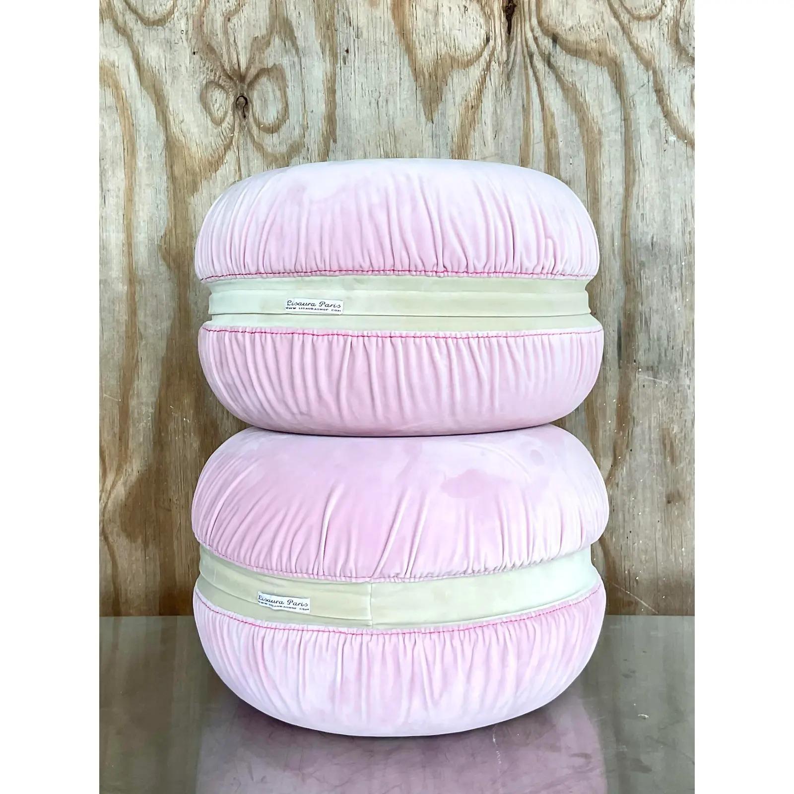 Lisaura Paris Macaroon Children’s Poof, a Pair In Good Condition For Sale In west palm beach, FL