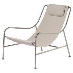 LISBOA – Brushed Stainless Steel Lounge Chair with Textile Finish