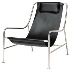 LISBOA – Polished Stainless Steel Lounge Chair with Leather Finish