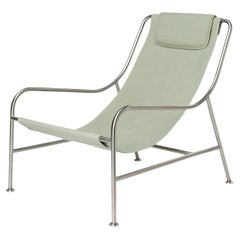 LISBOA – Polished Stainless Steel Lounge Chair with Textile Finish