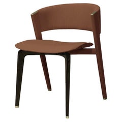 Lisbona Chair by Hessentia Upholstered in Copper Brown Leather with Wooden Legs