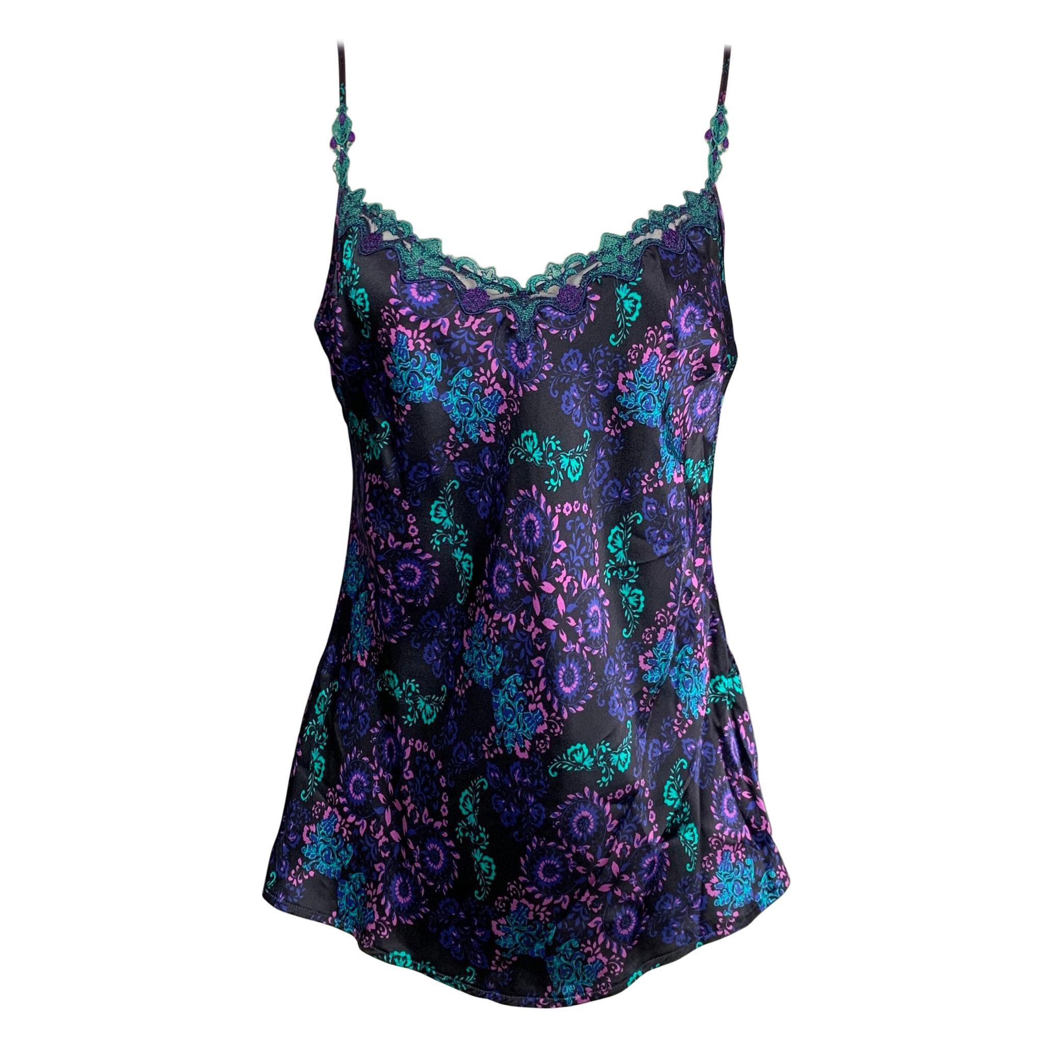 LISE CHARMEL Size M Black & Purple Silk / Polyester Casual Top