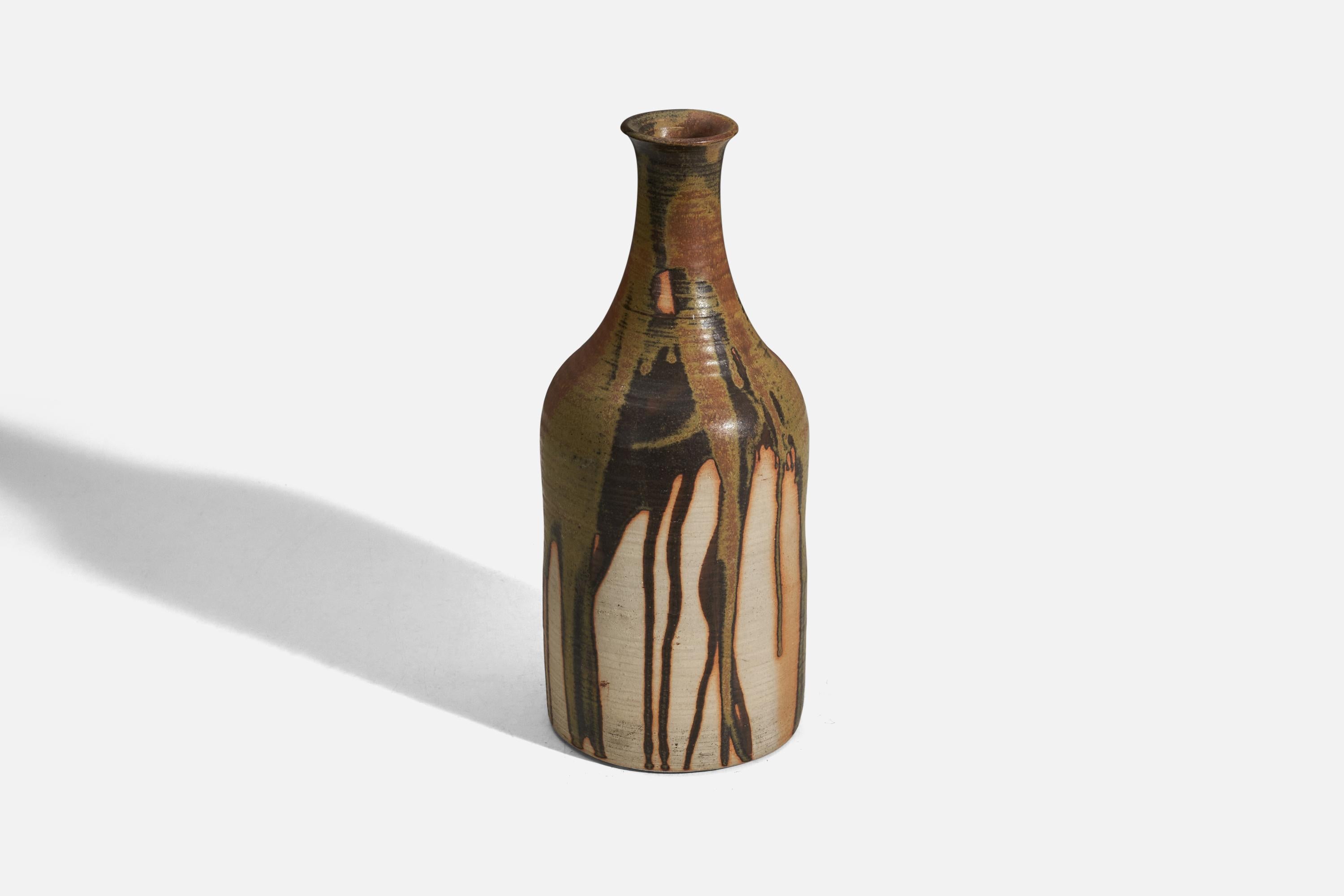 Scandinave moderne Vase Lise Dirch Jans, grès émaillé brun, Danemark, 1975 en vente