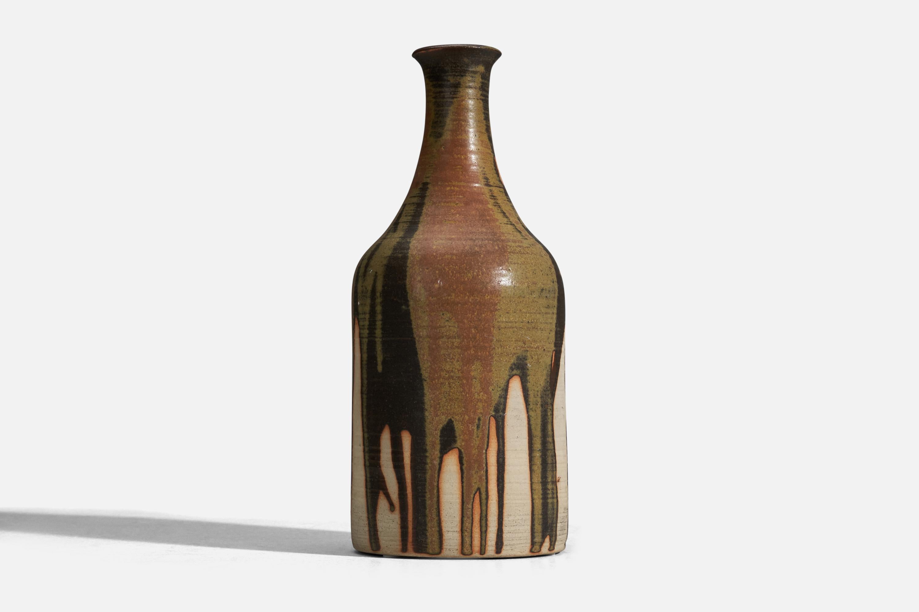 Danois Vase Lise Dirch Jans, grès émaillé brun, Danemark, 1975 en vente