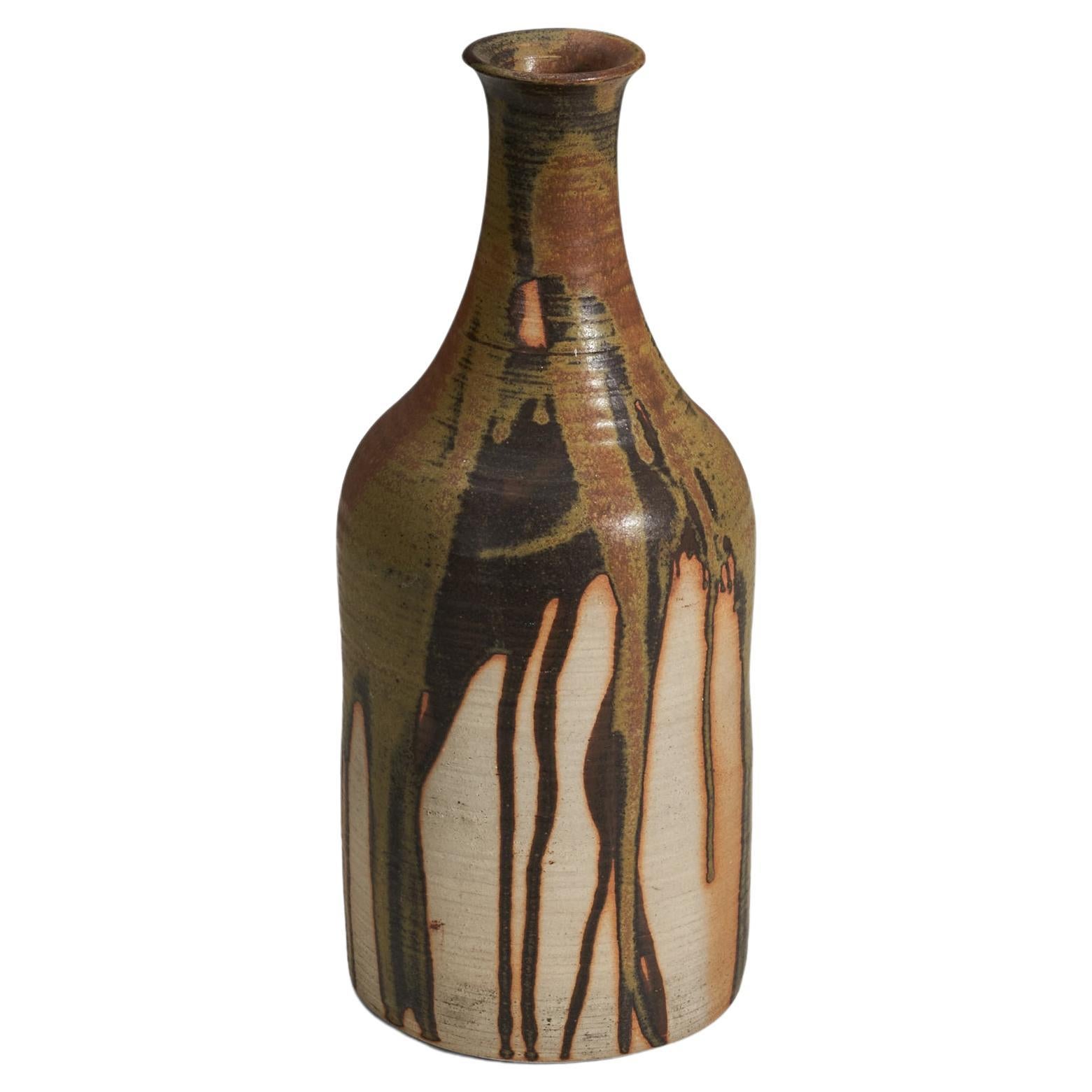 Lise Dirch Jans, Vase, Brown Glazed Stoneware, Denmark, 1975