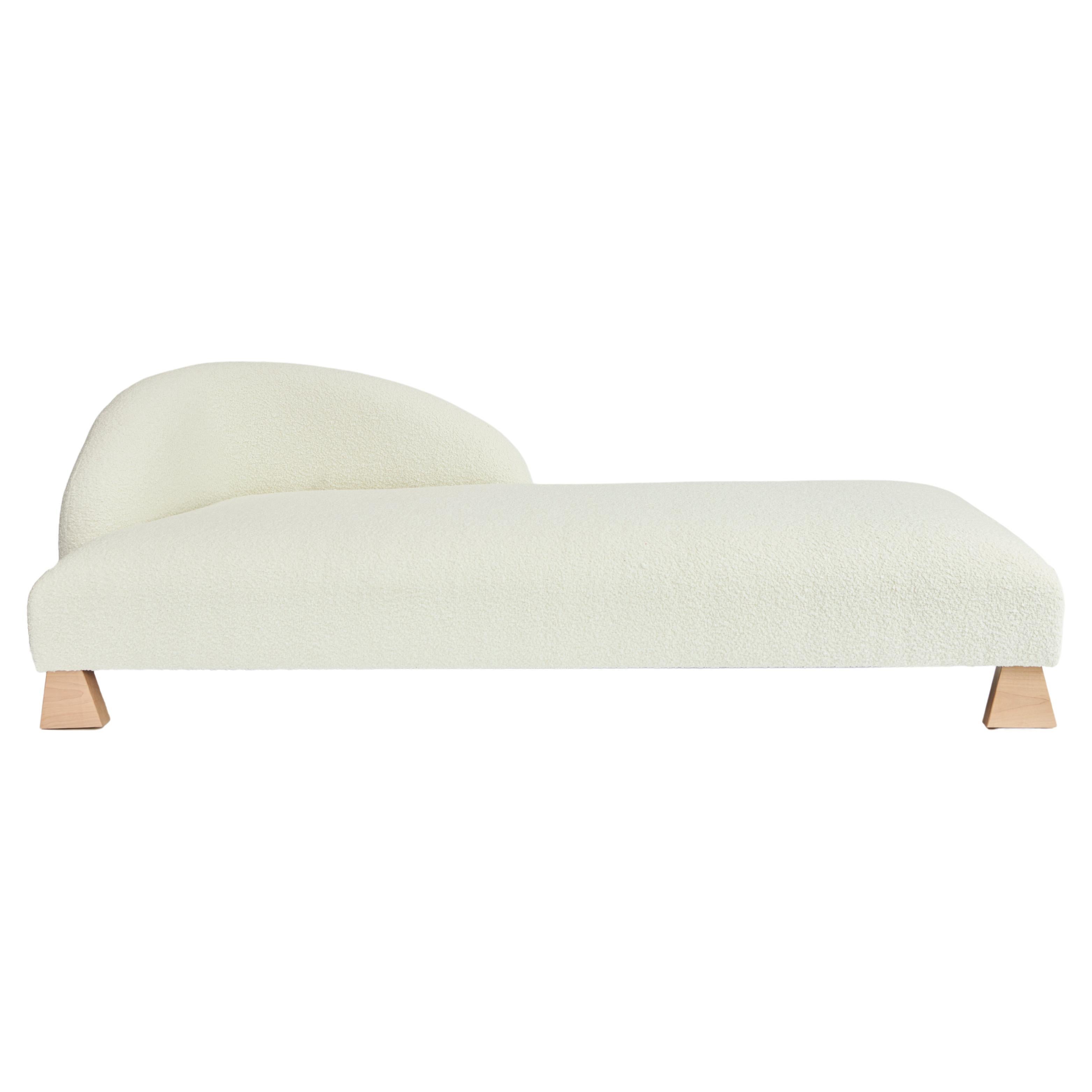 Lisette Chaise, Ivory Bouclé & Maple Chaise by Christian Siriano For Sale