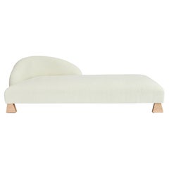 Lisette Chaise, Ivory Bouclé & Maple Chaise by Christian Siriano
