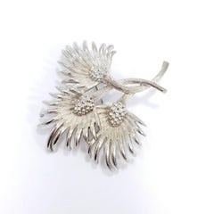 Lisner Silver Three Flower Bouquet Pin Brooch, Early 1900s Vintage