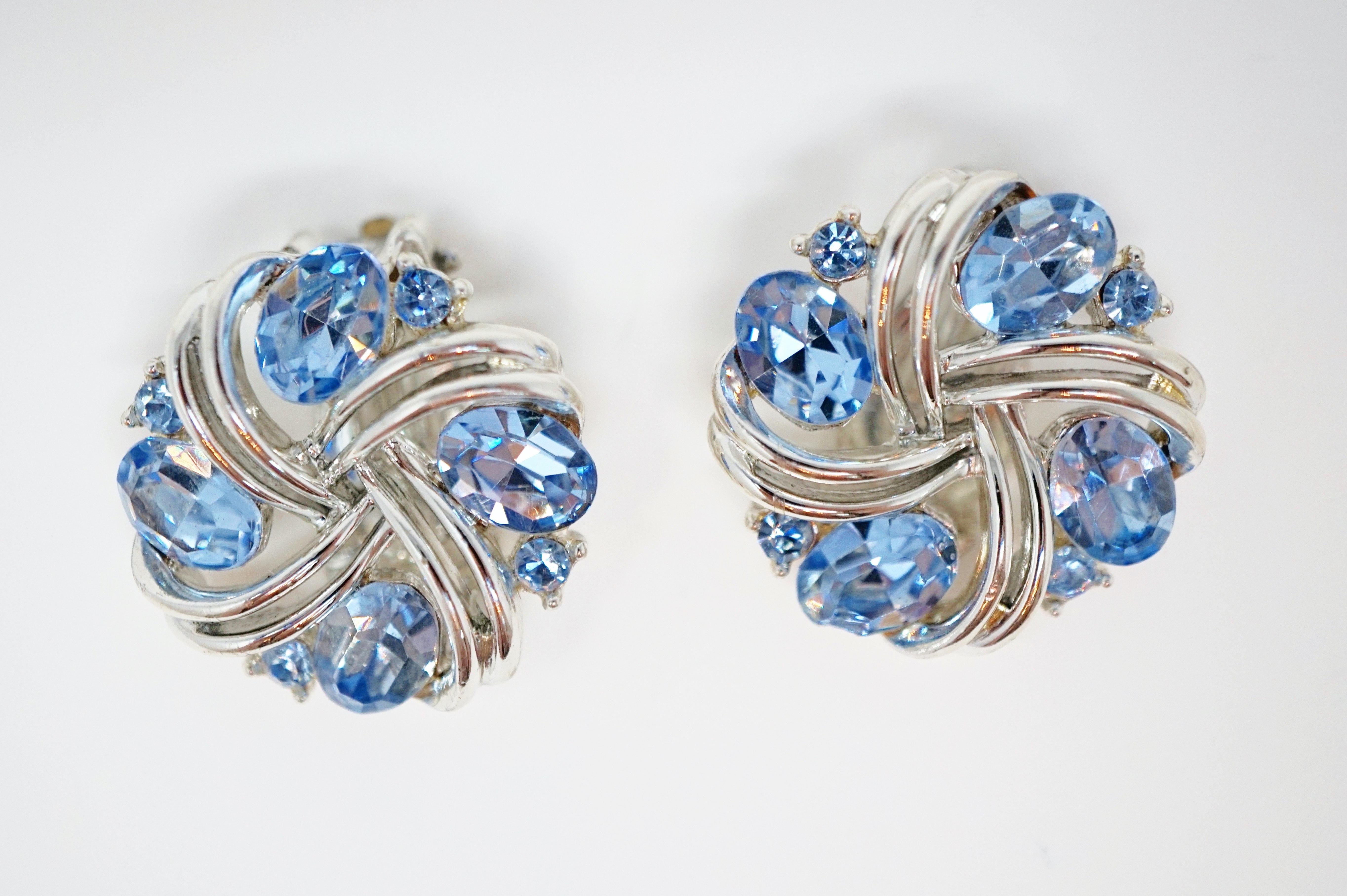 Women's Lisner Vintage Baby Blue Crystal Earrings, circa 1955