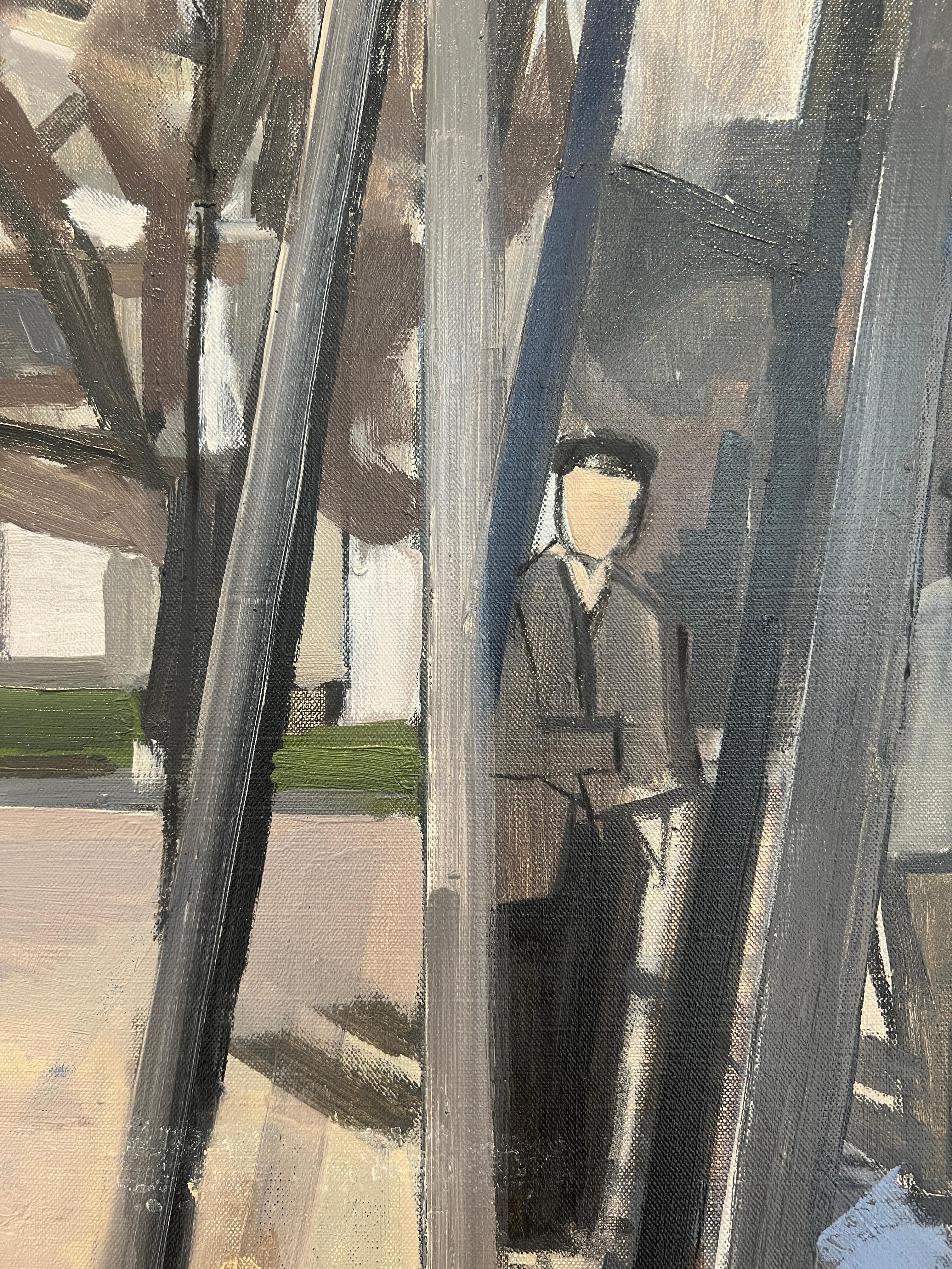 i boulistes, una partita di pétanque - Figurative Painting Nero di Lison Favarger