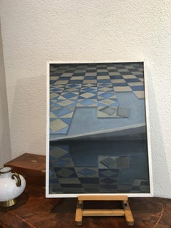 Reminiscence I Abstract Oil Painting on Canvas, Framed, 20th Century