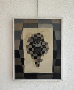 Reminiscence III Abstract Oil Painting on Canvas, Late 20th Century