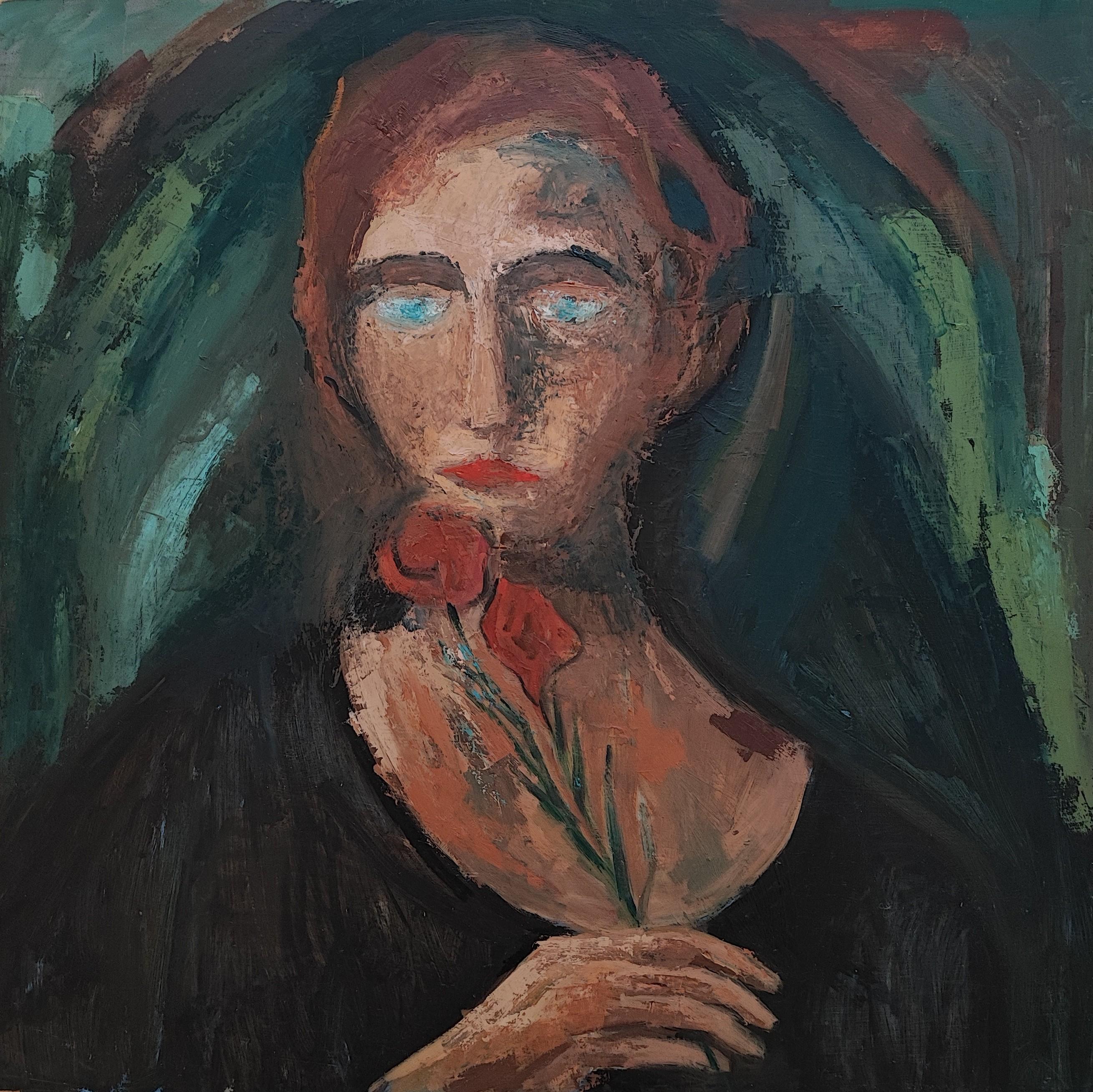 Lison Favarger Portrait Painting - Woman with blue eyes