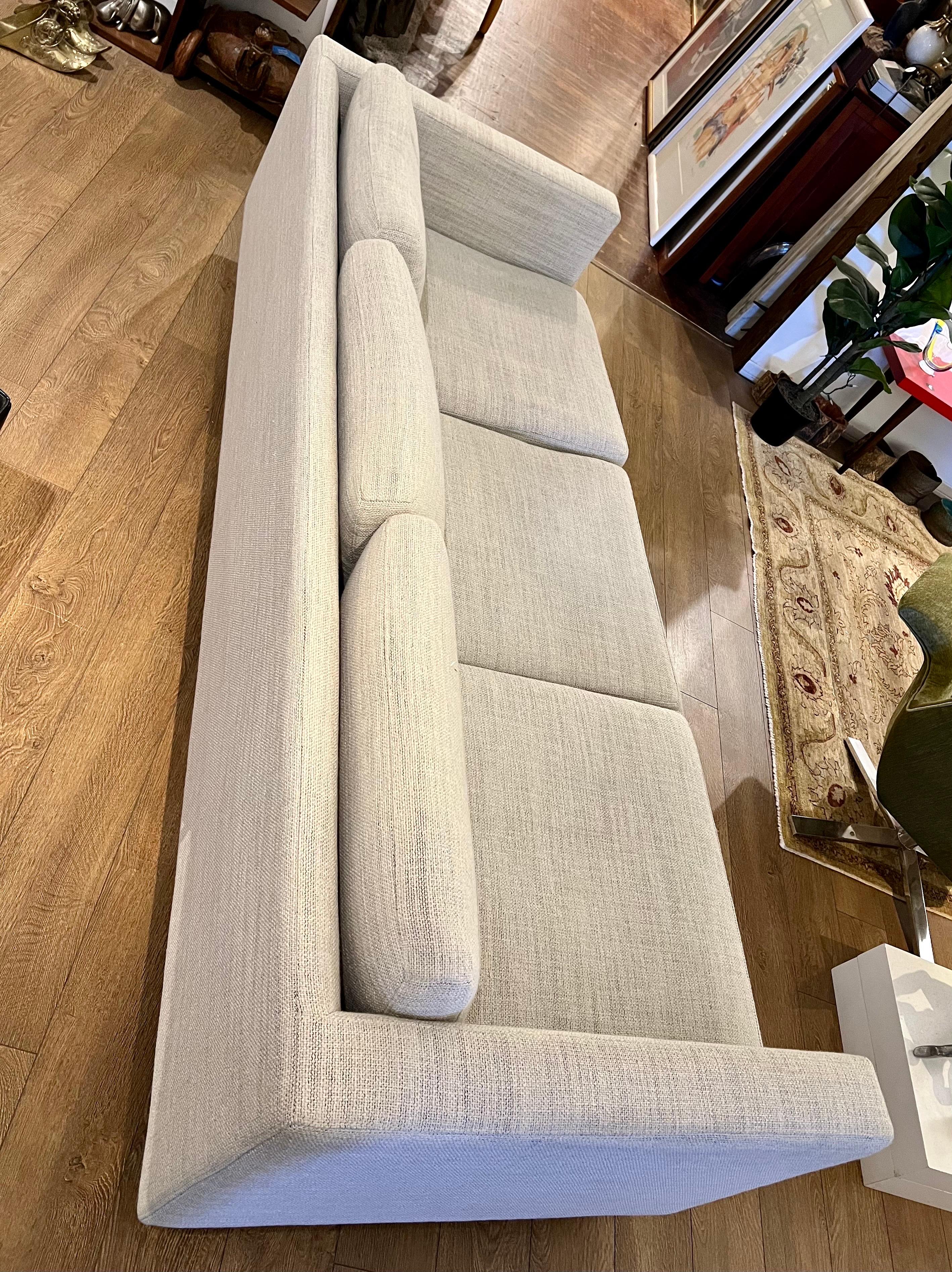 Mid-Century Modern Lispenard Sofa by Herman Miller in Cream Upholstery & Walnut Legs
