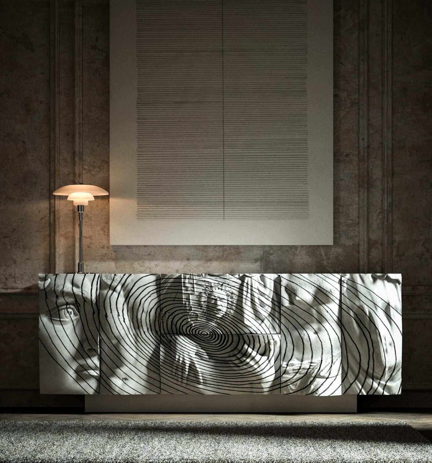 Modern Contemporary Console with Mounted Frieze By Eduard Locota For Sale