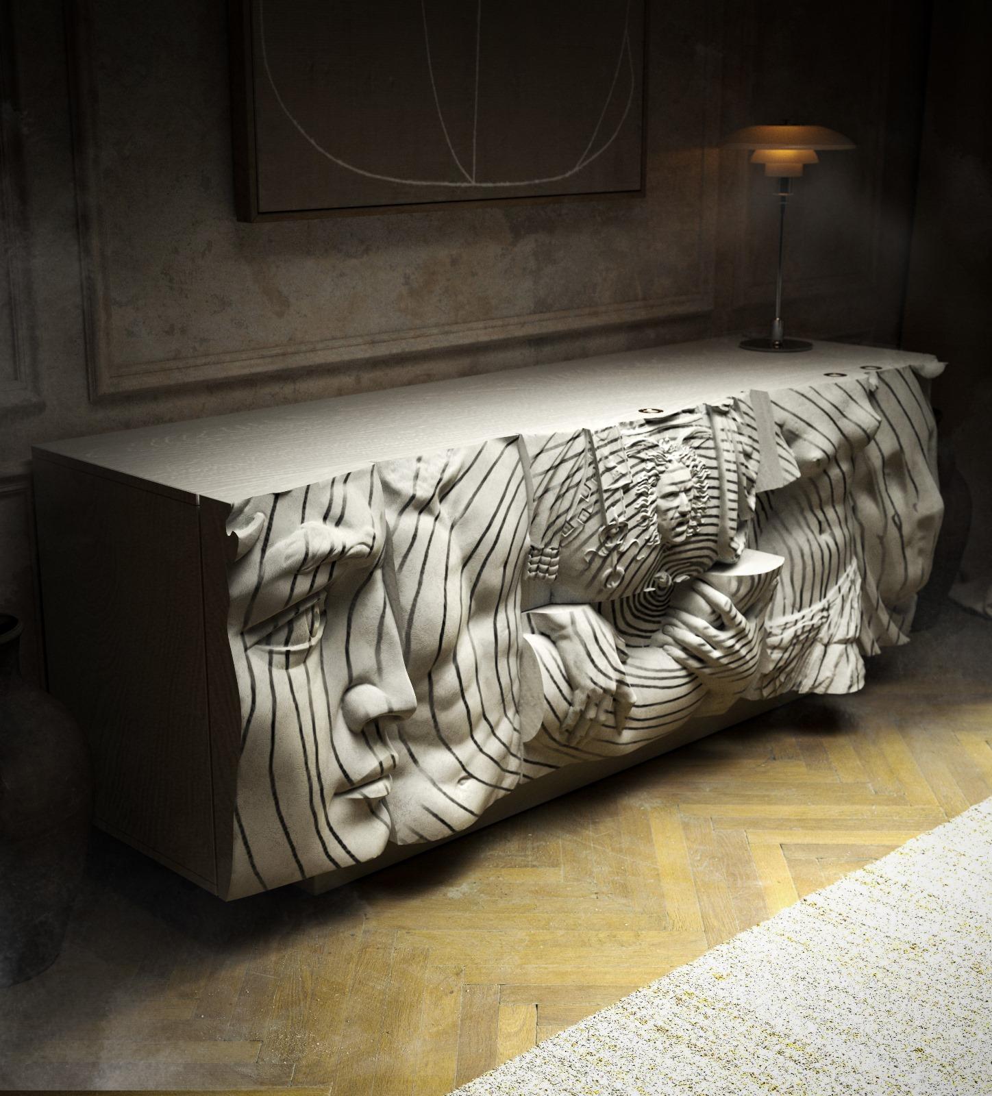 Contemporary Console with Mounted Frieze By Eduard Locota For Sale 1